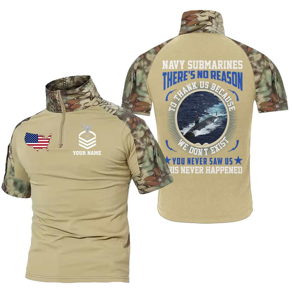 Personalizable Navy Submarines There's No Reason To Thank Us Tactical Polo Shirt