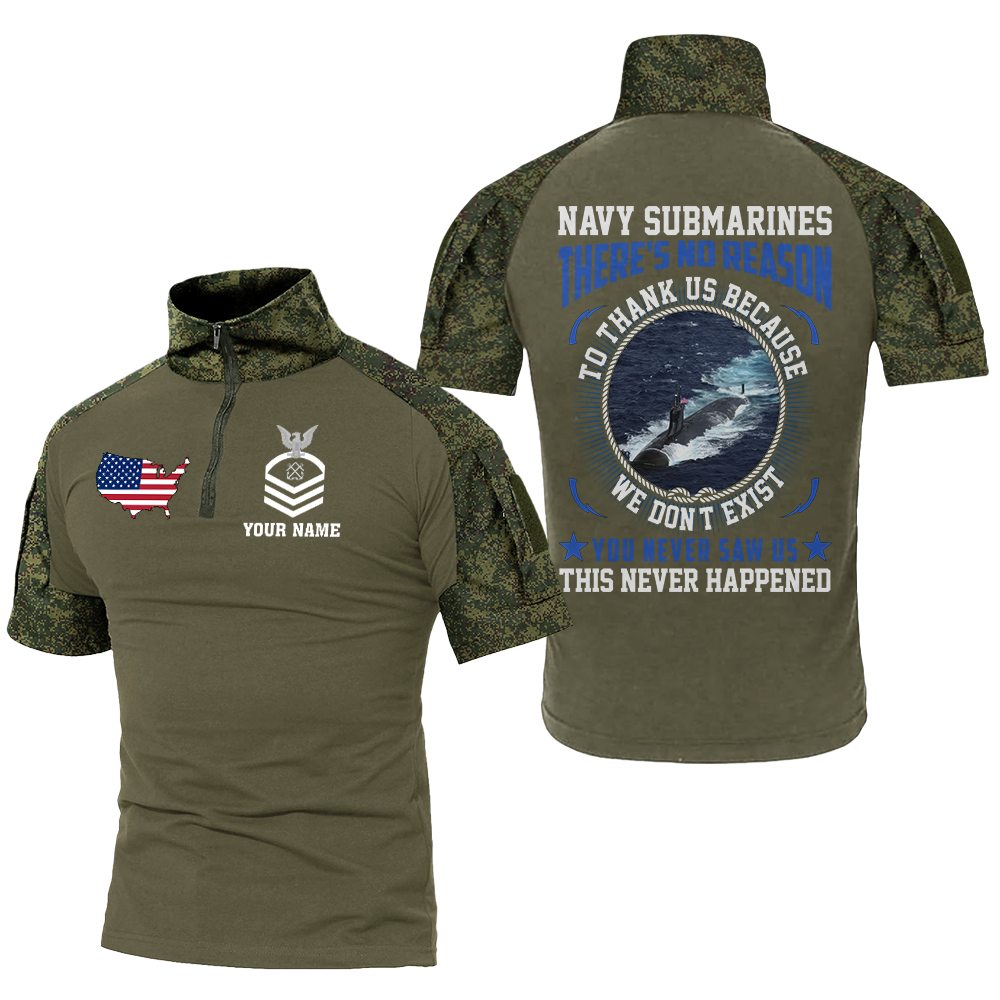 Personalizable Navy Submarines There's No Reason To Thank Us Tactical Polo Shirt