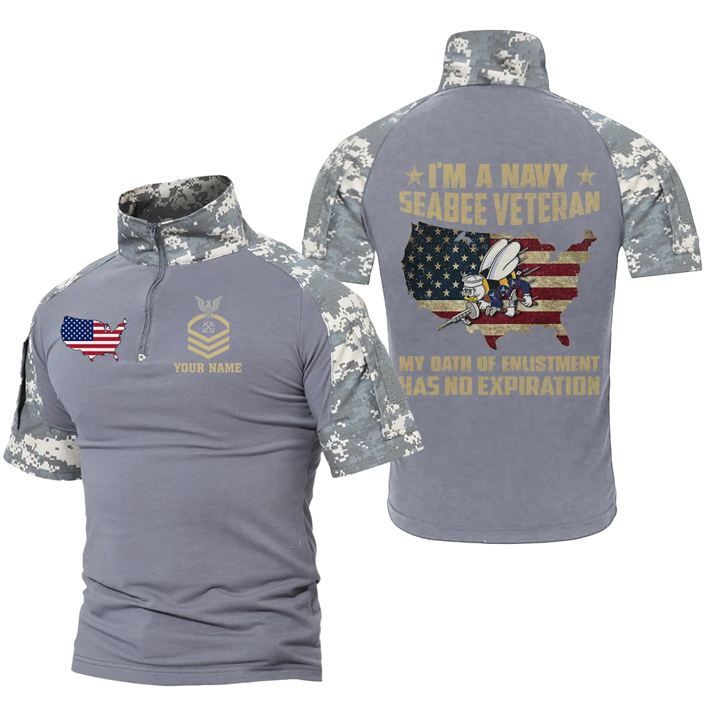 Personalizable I Am A Navy Seabee Veteran Tactical Polo Shirt