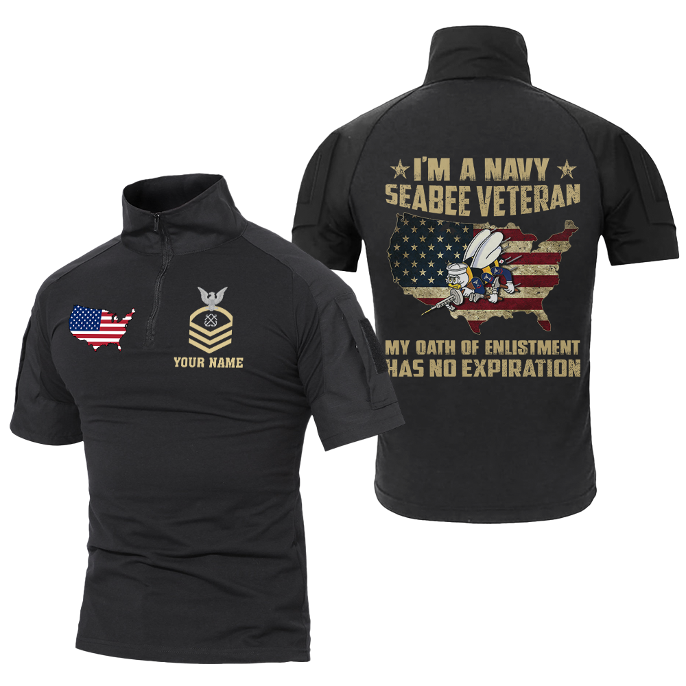 Personalizable I Am A Navy Seabee Veteran Tactical Polo Shirt