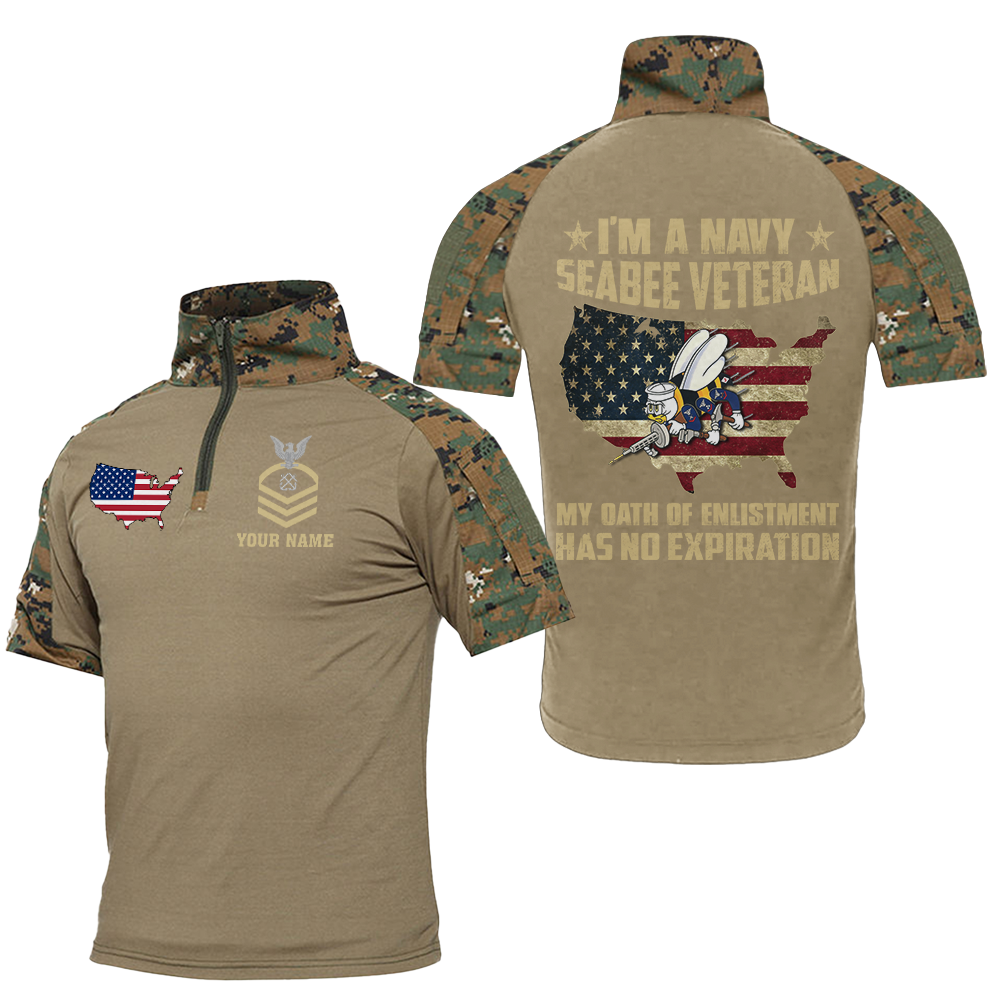 Personalizable I Am A Navy Seabee Veteran Tactical Polo Shirt