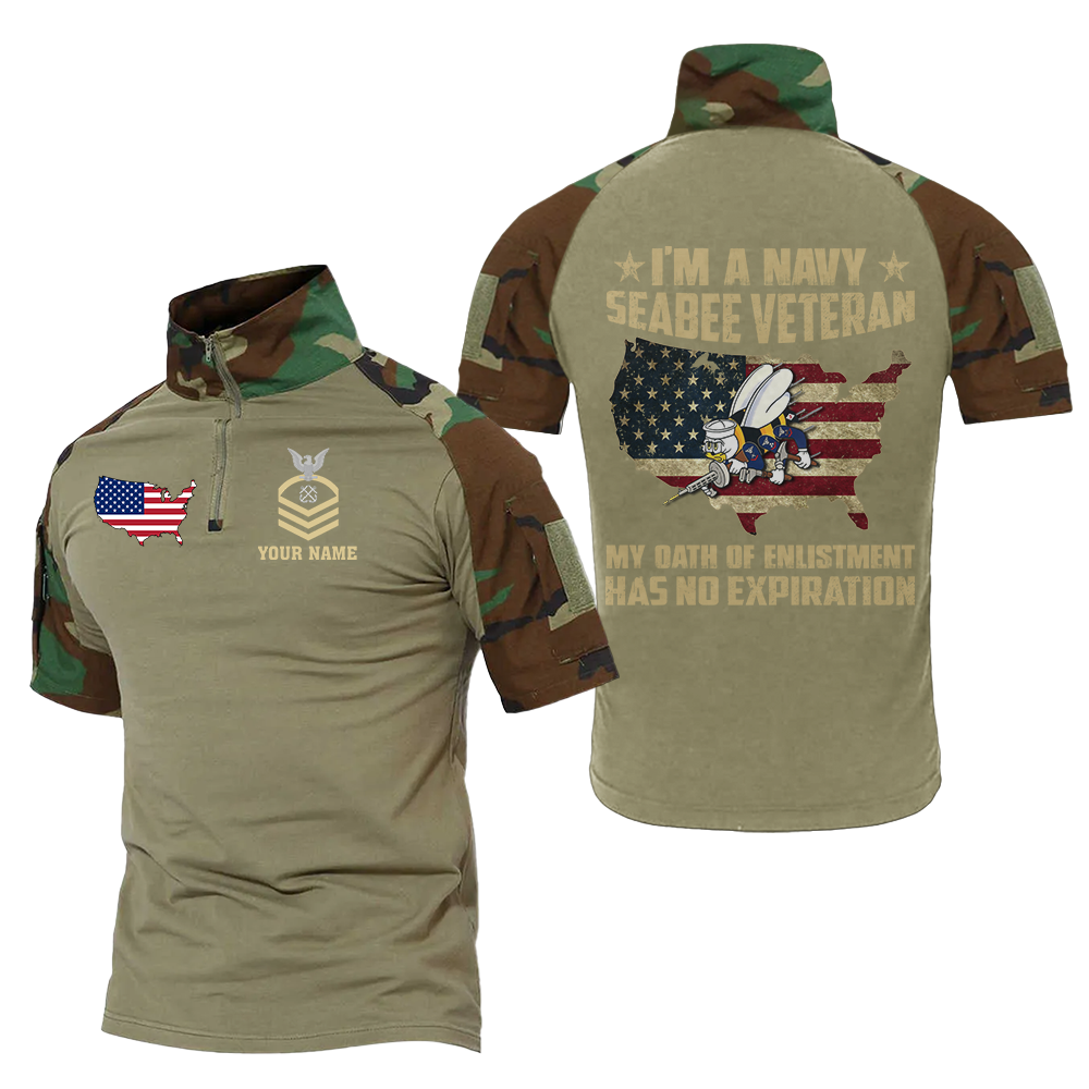 Personalizable I Am A Navy Seabee Veteran Tactical Polo Shirt
