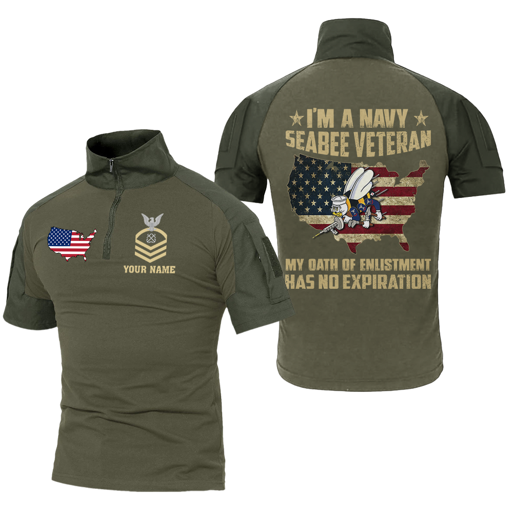 Personalizable I Am A Navy Seabee Veteran Tactical Polo Shirt