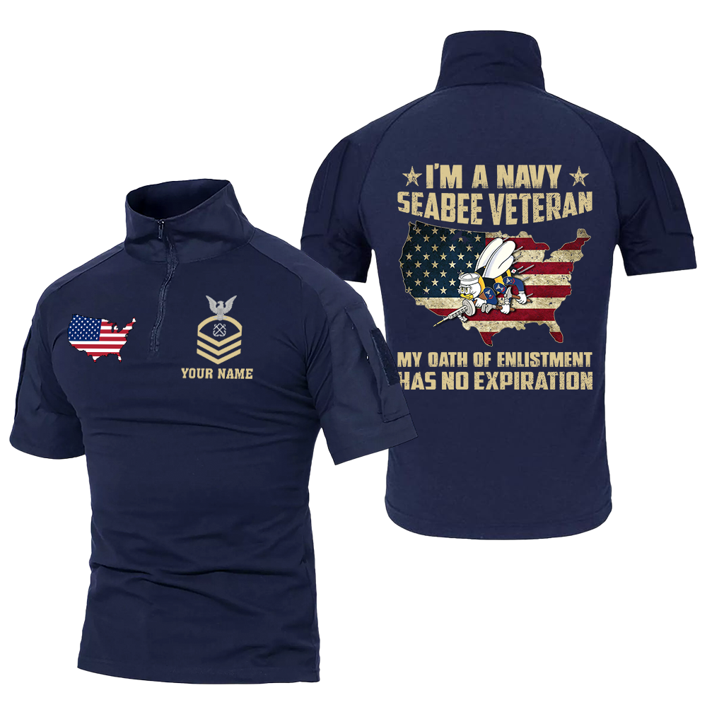 Personalizable I Am A Navy Seabee Veteran Tactical Polo Shirt