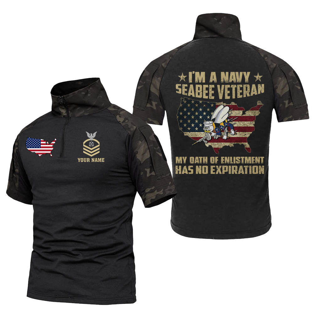 Personalizable I Am A Navy Seabee Veteran Tactical Polo Shirt