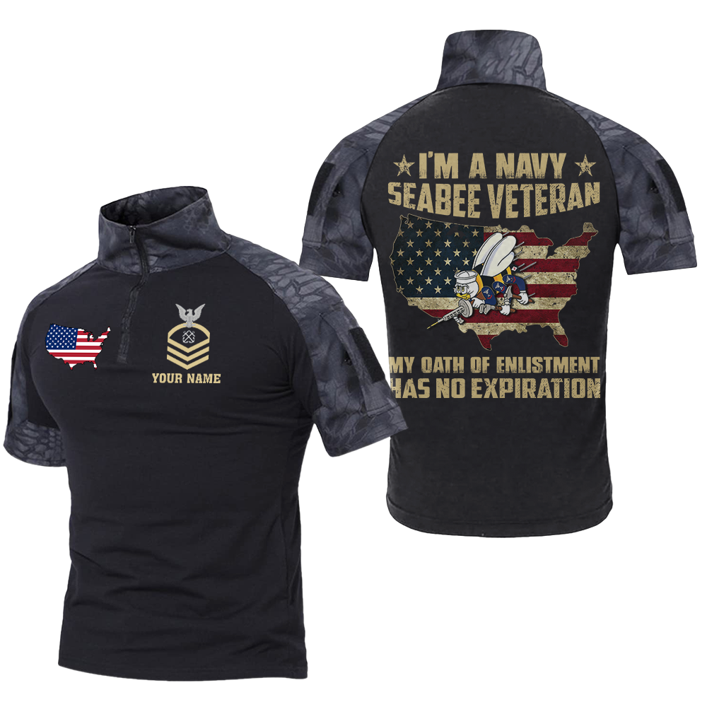 Personalizable I Am A Navy Seabee Veteran Tactical Polo Shirt