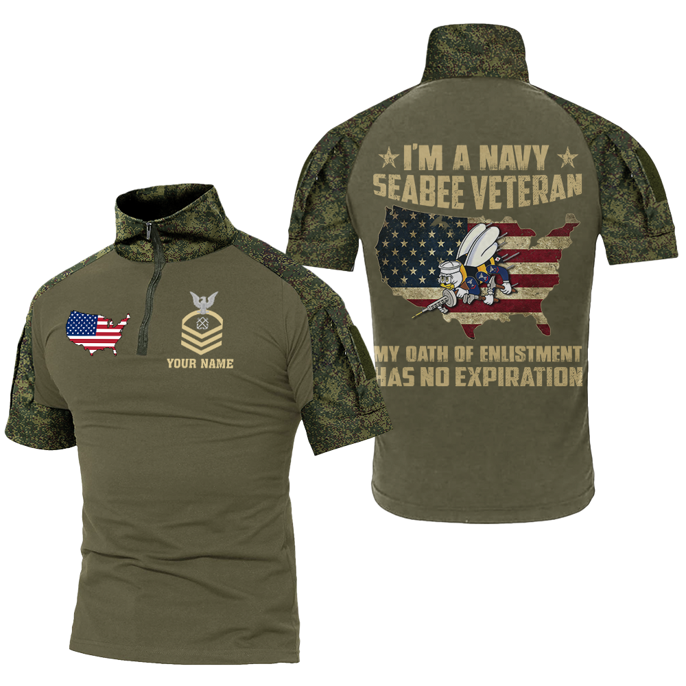 Personalizable I Am A Navy Seabee Veteran Tactical Polo Shirt