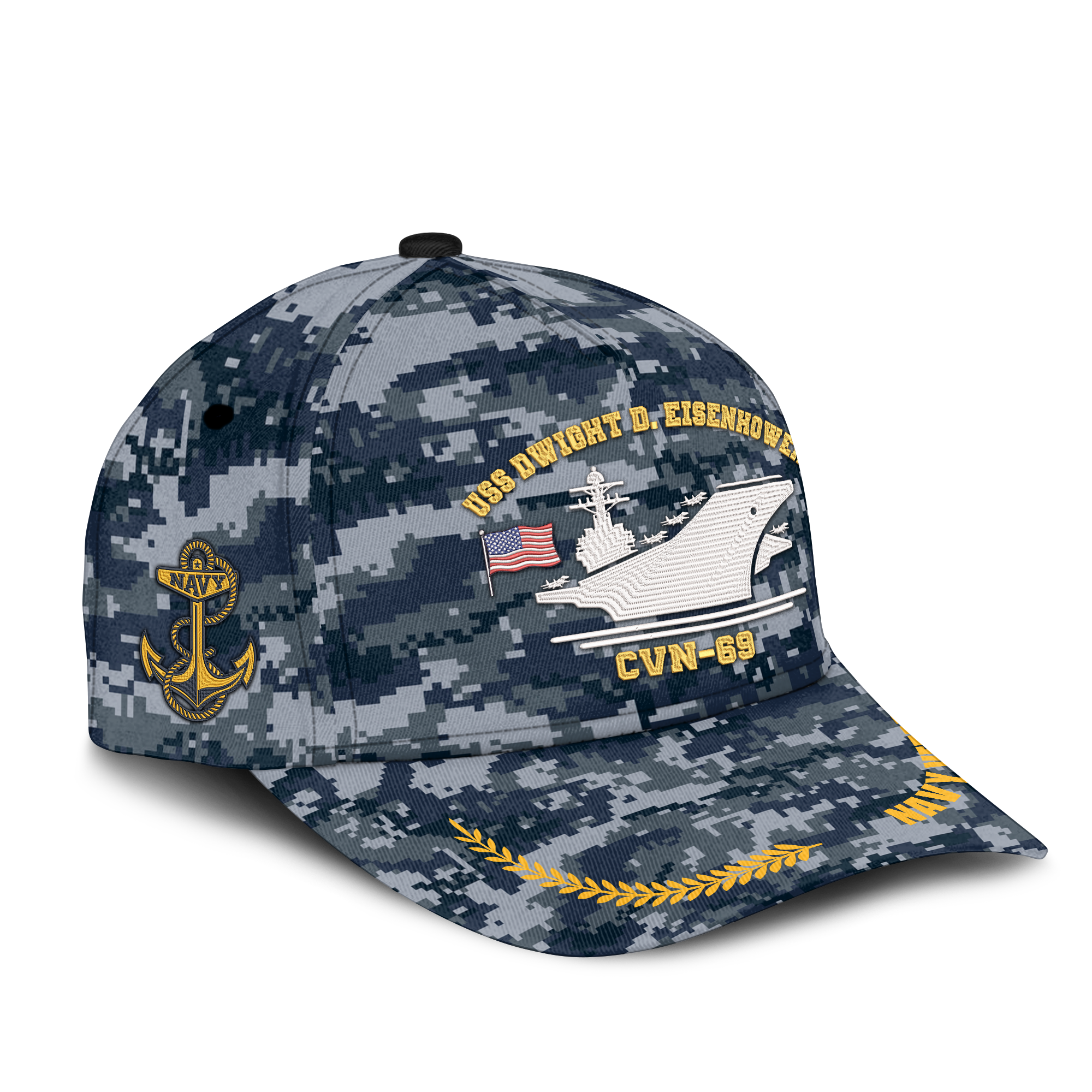Personalizable Ship Name Navy Veteran Embroidered & Printed Cap