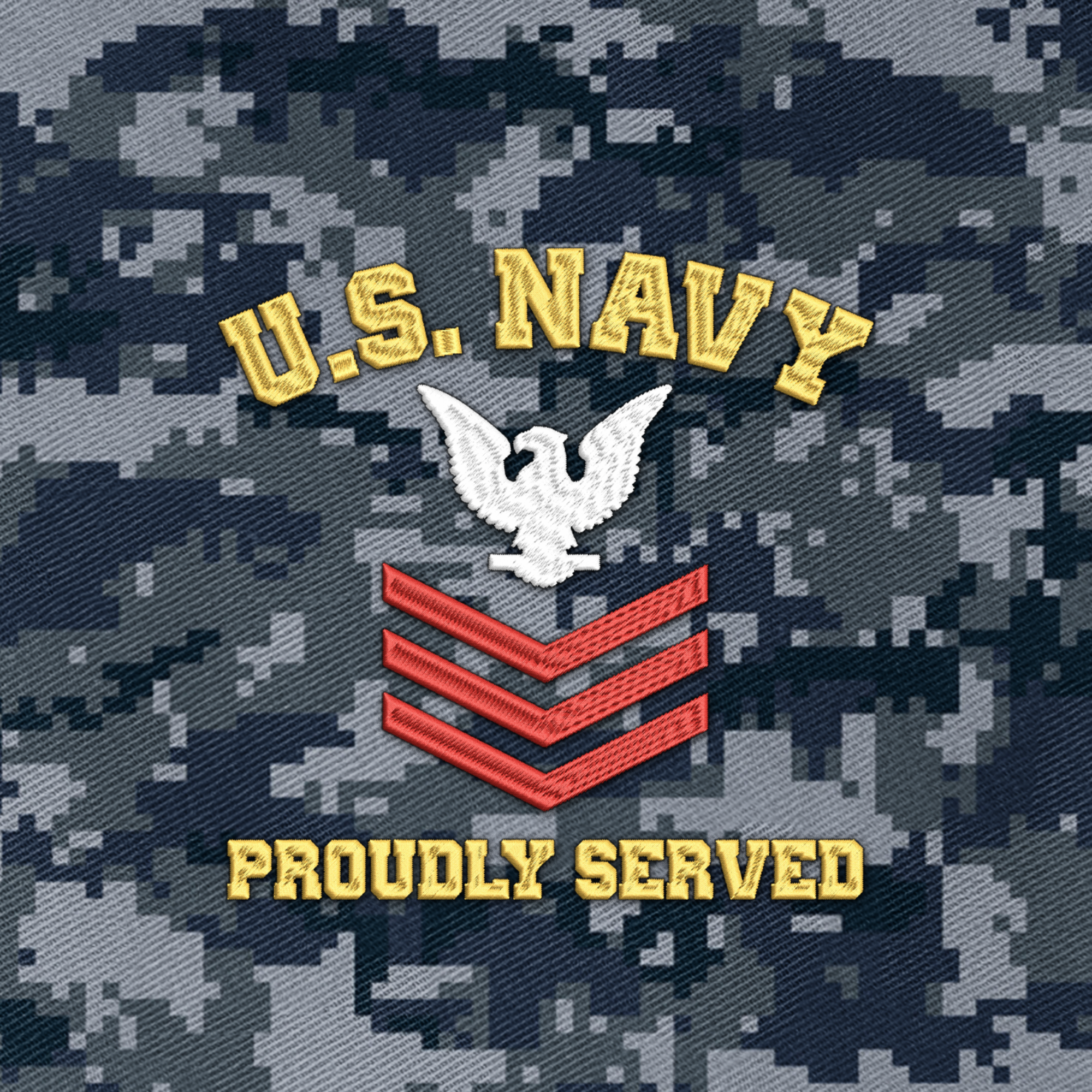 Personalizable Navy Ranking Proudly Served Embroidered & Printed Cap