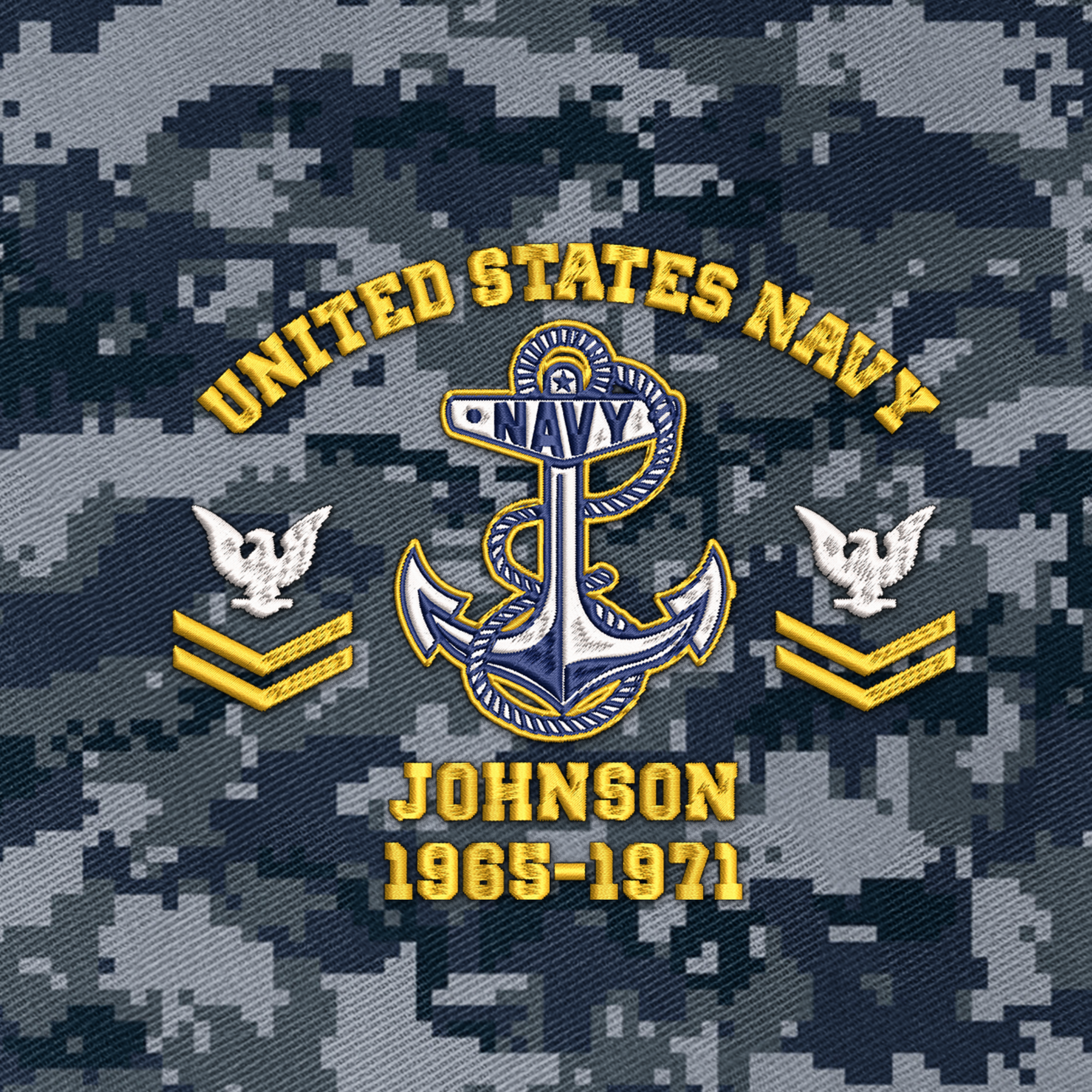Personalizable Navy Ranking Proudly Served Embroidered & Printed Cap
