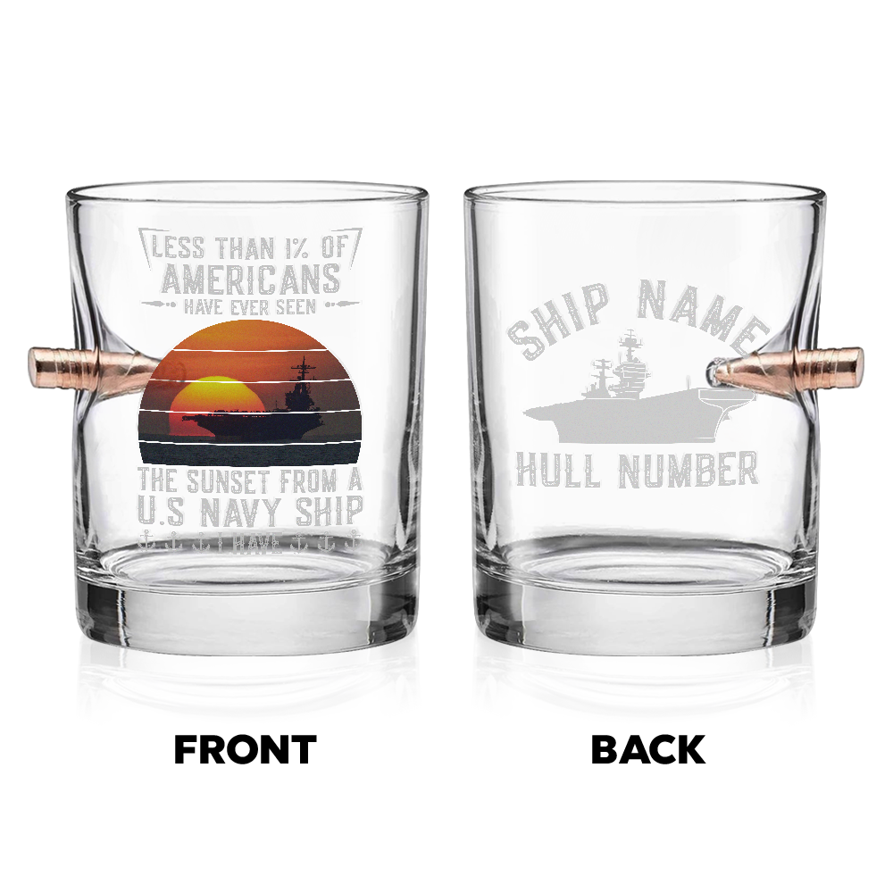 Personalizable Less Than 1% Navy Ship Bullet Whiskey Glass
