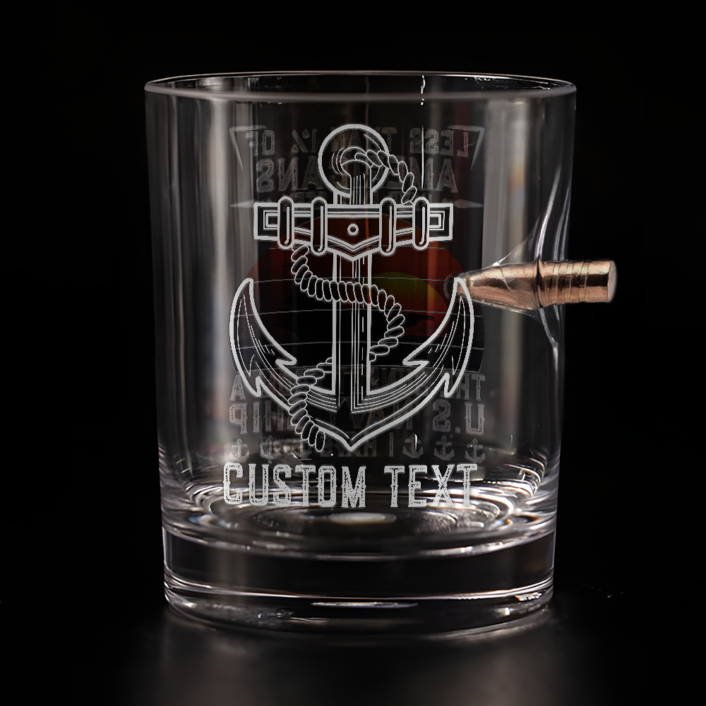 Personalizable Less Than 1% Navy Ship Bullet Whiskey Glass