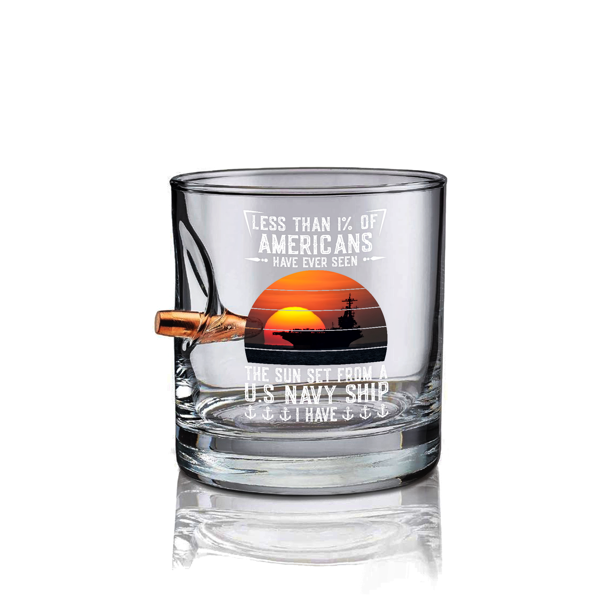 Navy Veteran Set of 1 Bullet Whiskey Glass & Decanter
