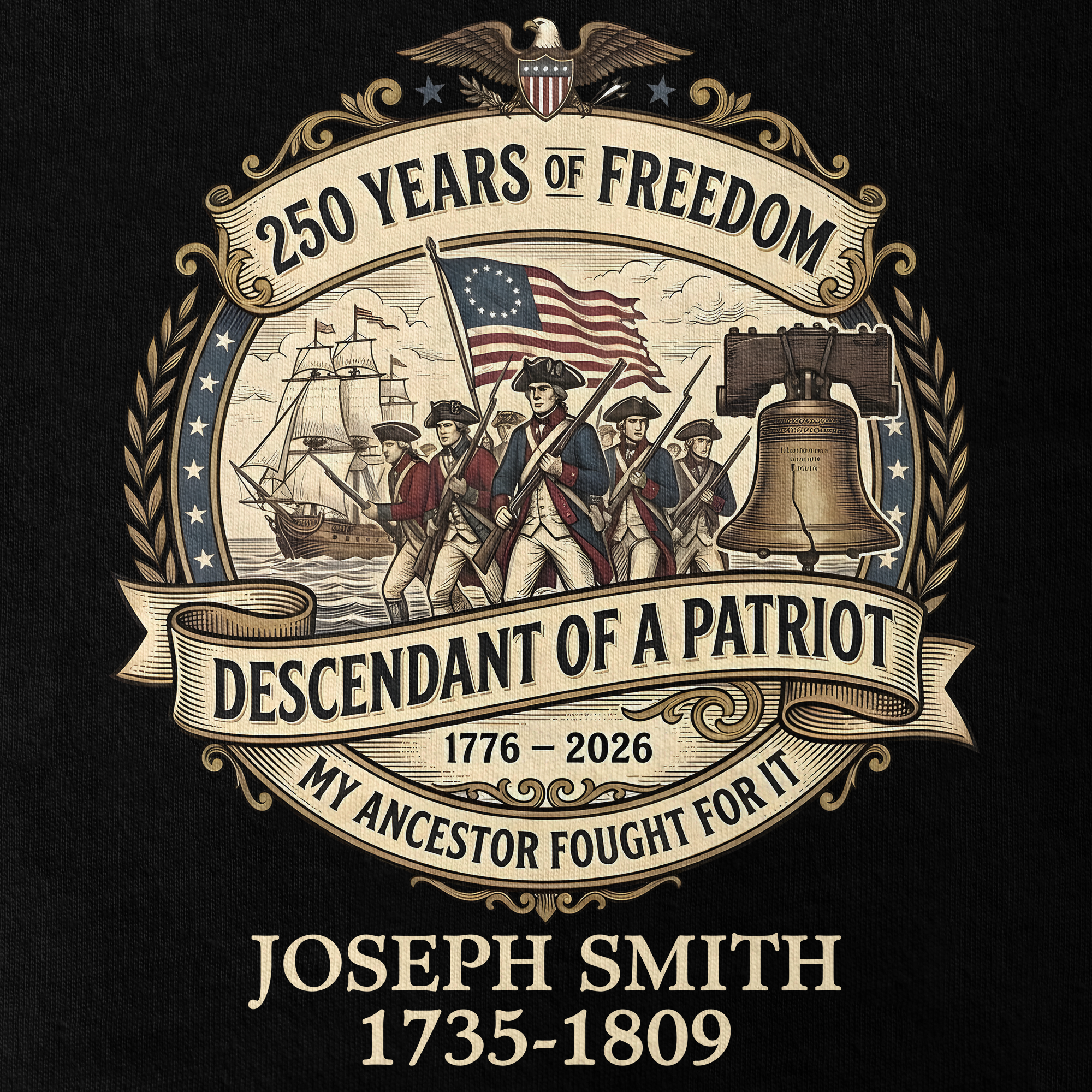 Personalizable America 250 Years Descendant Of A Patriot Classic T-shirt