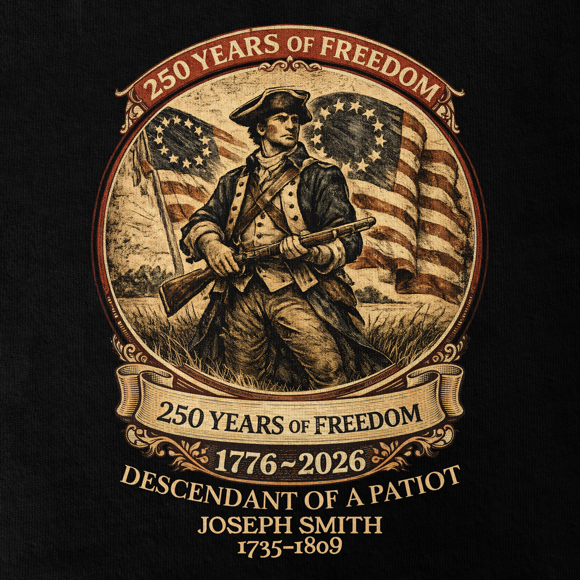 Personalizable America 250 Years Descendant Of A Patriot Classic T-shirt