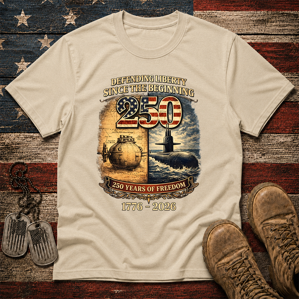 Navy Submarine Defending Liberty America 250 Years Classic Tee