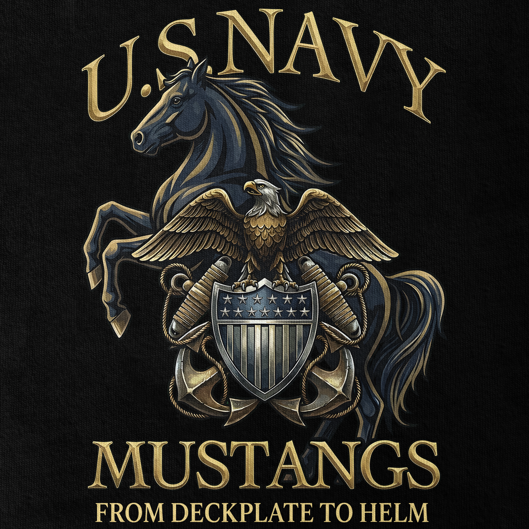 Navy Mustang From Deckplate To Helm Classic Tee