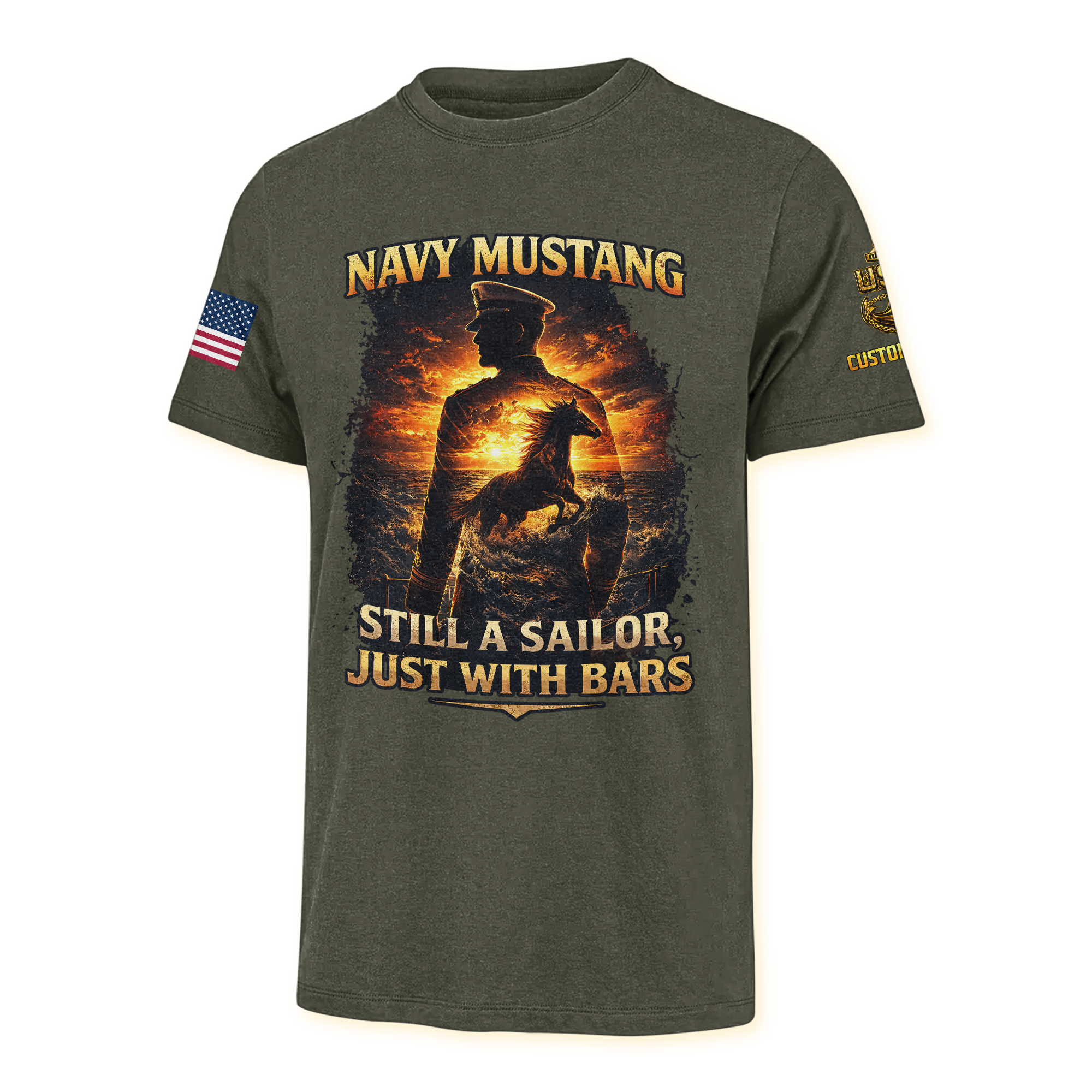 Personalizable Navy Mustangs Classic T-shirt