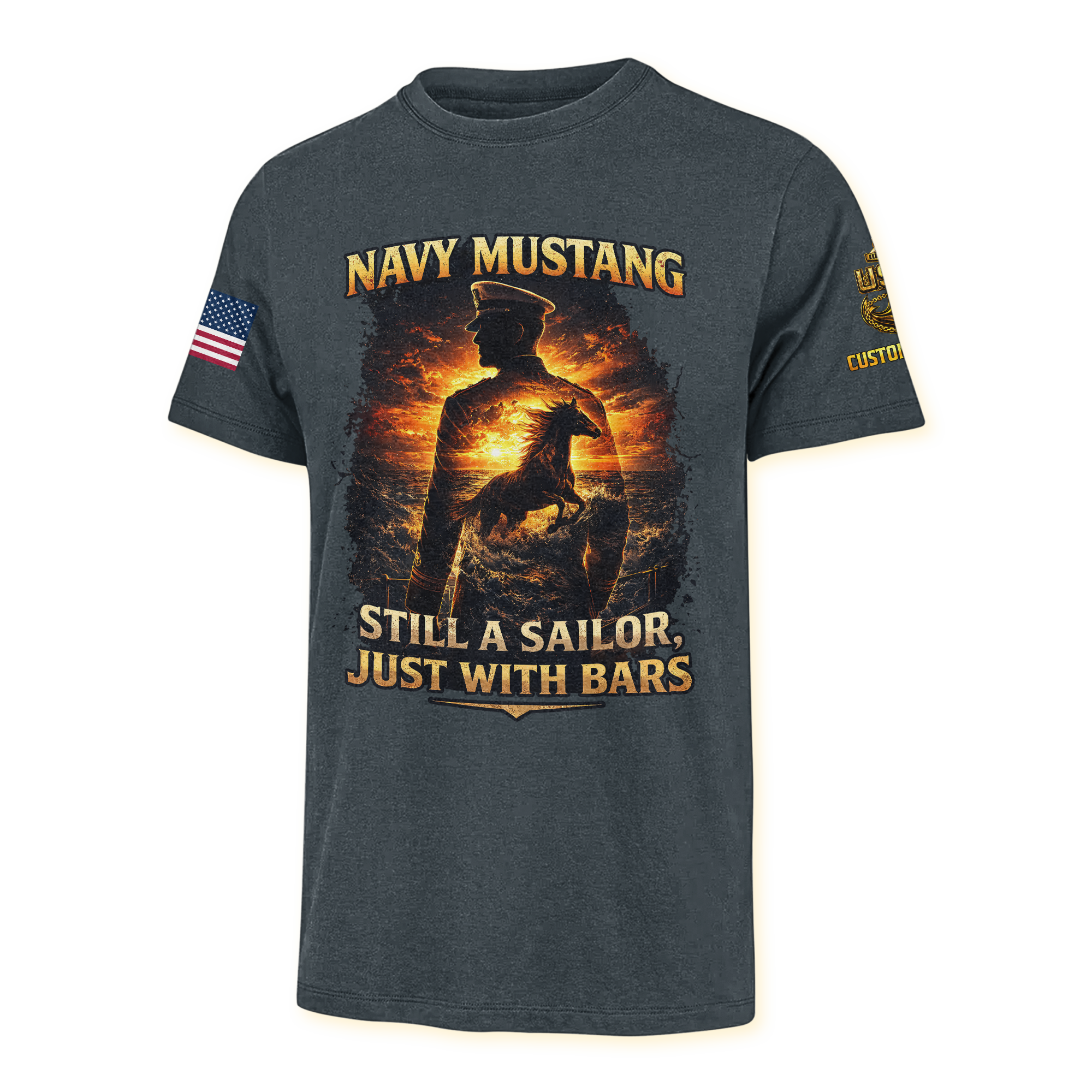 Personalizable Navy Mustangs Classic T-shirt