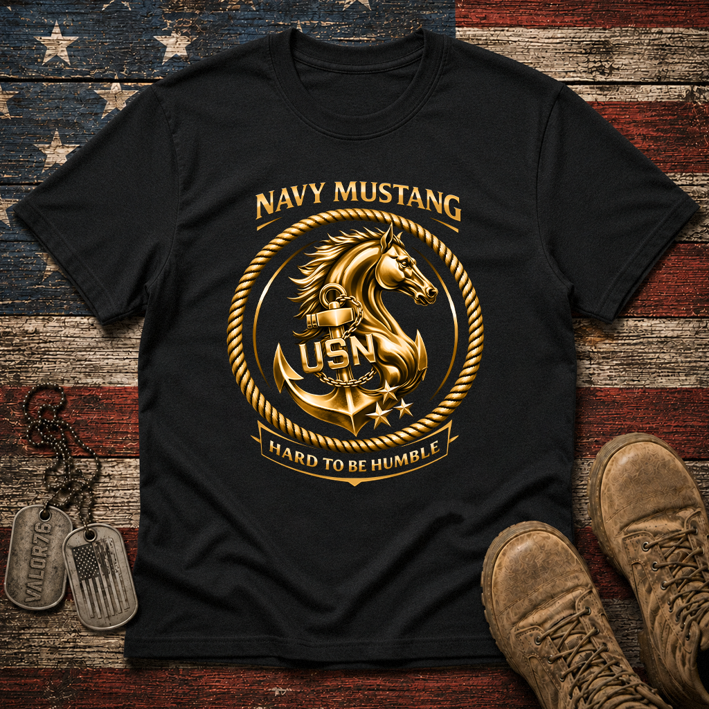 Navy Mustang Hard To Be Humble Classic Tee