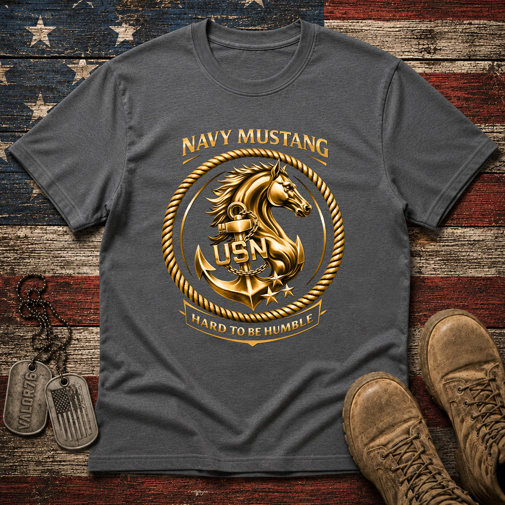 Navy Mustang Hard To Be Humble Classic Tee