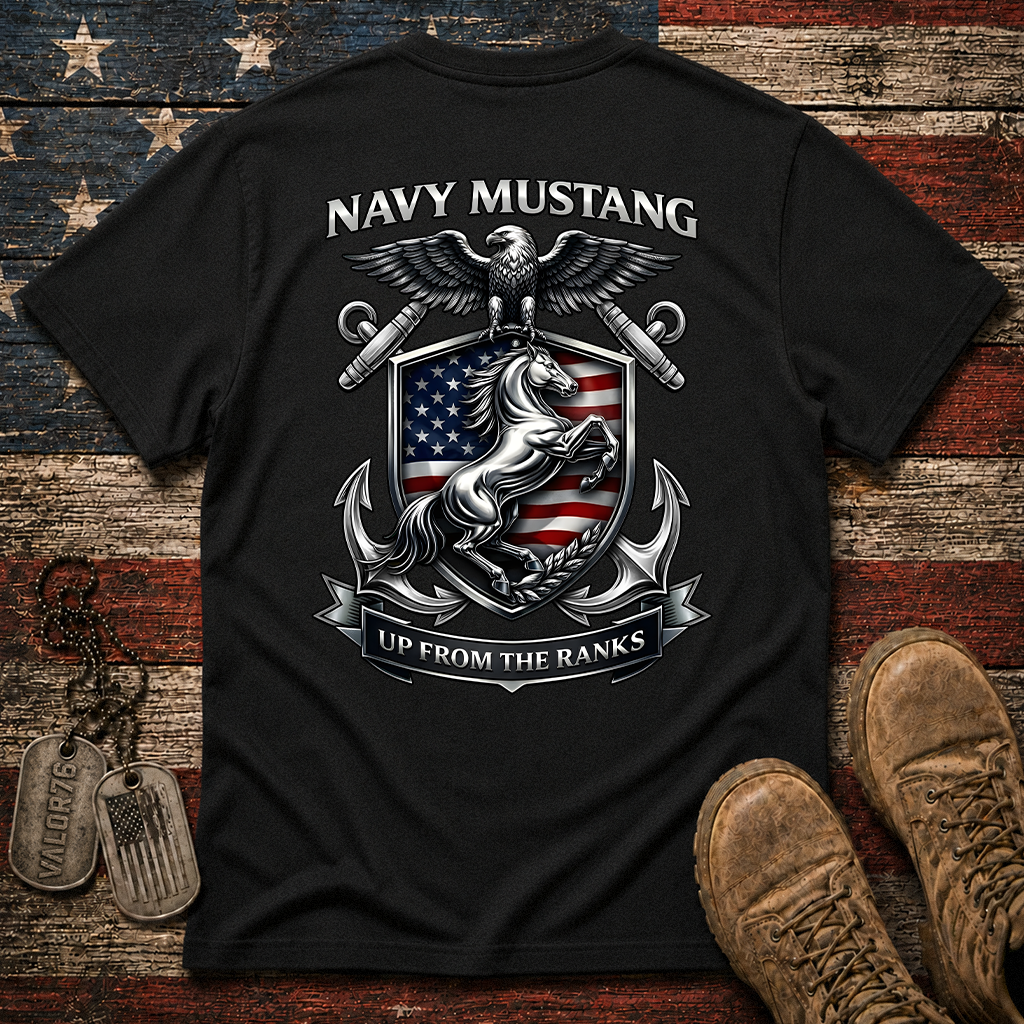 Navy Mustang Up From The Rank Classic Tee