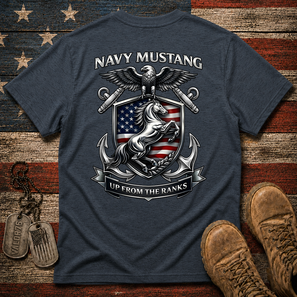 Navy Mustang Up From The Rank Classic Tee