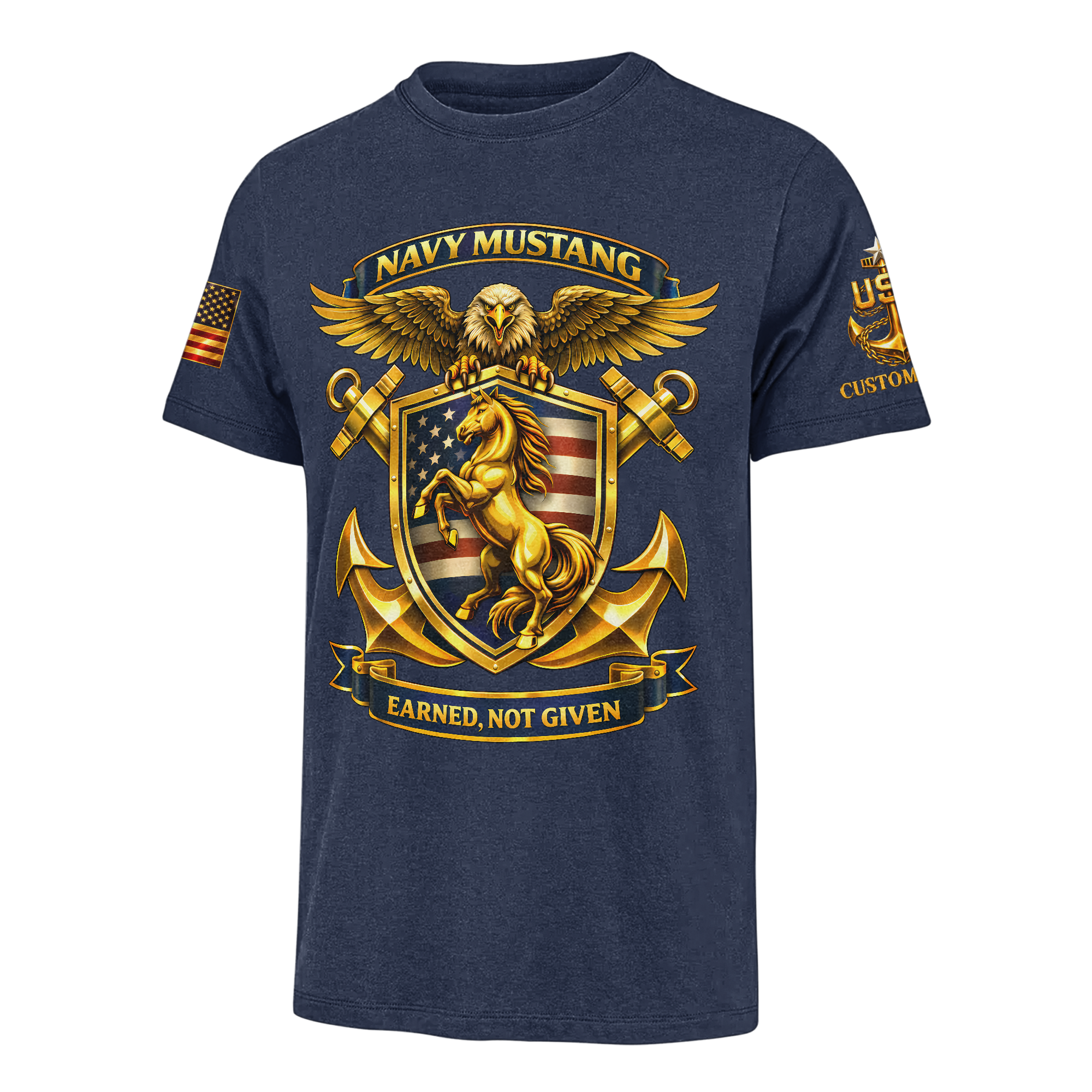 Personalizable Navy Mustangs Classic T-shirt