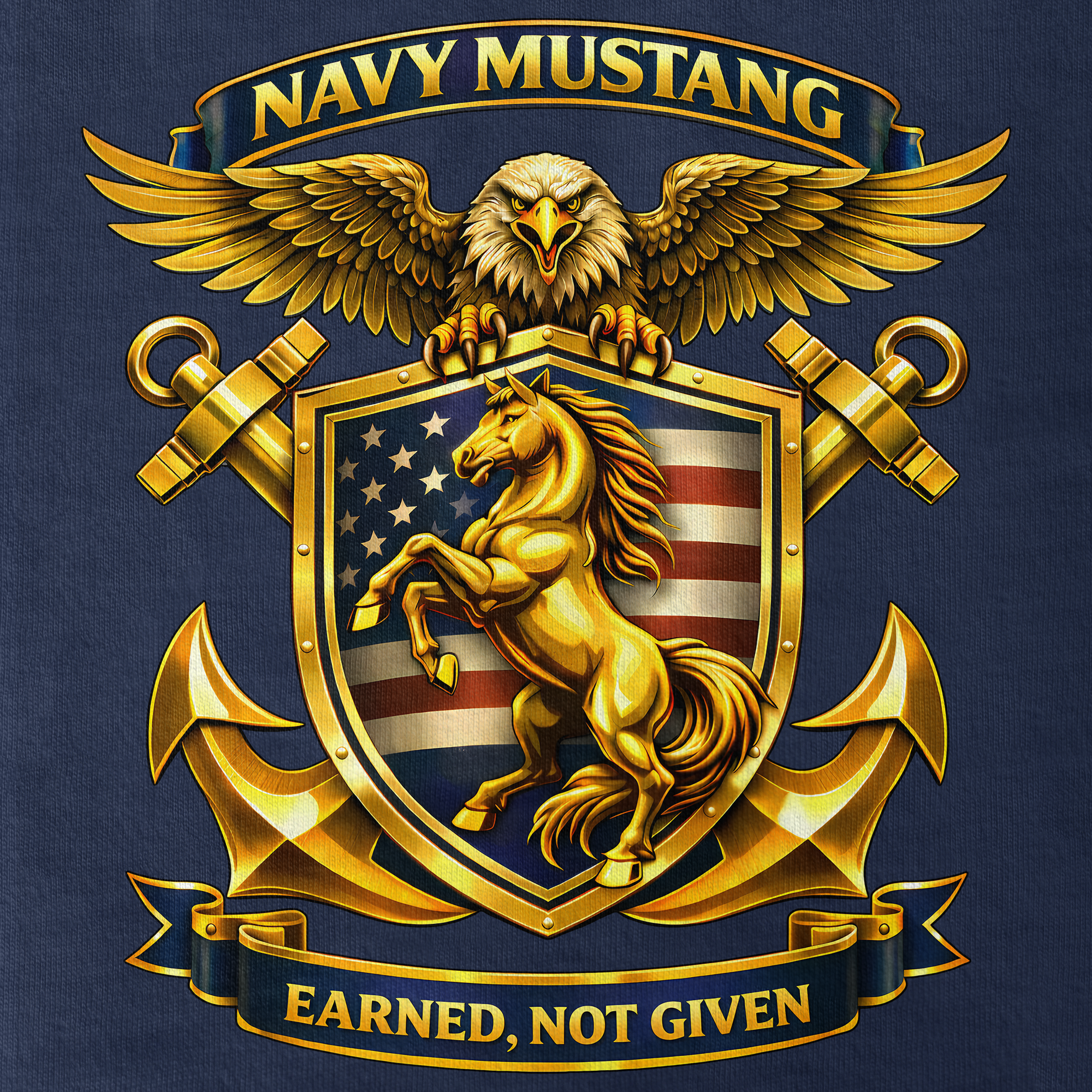 Personalizable Navy Mustangs Classic T-shirt