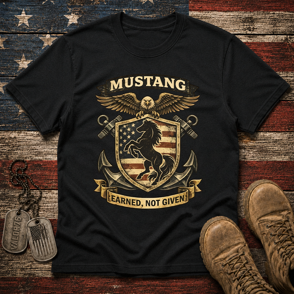 Navy Mustang Earned Not Given Classic Tee