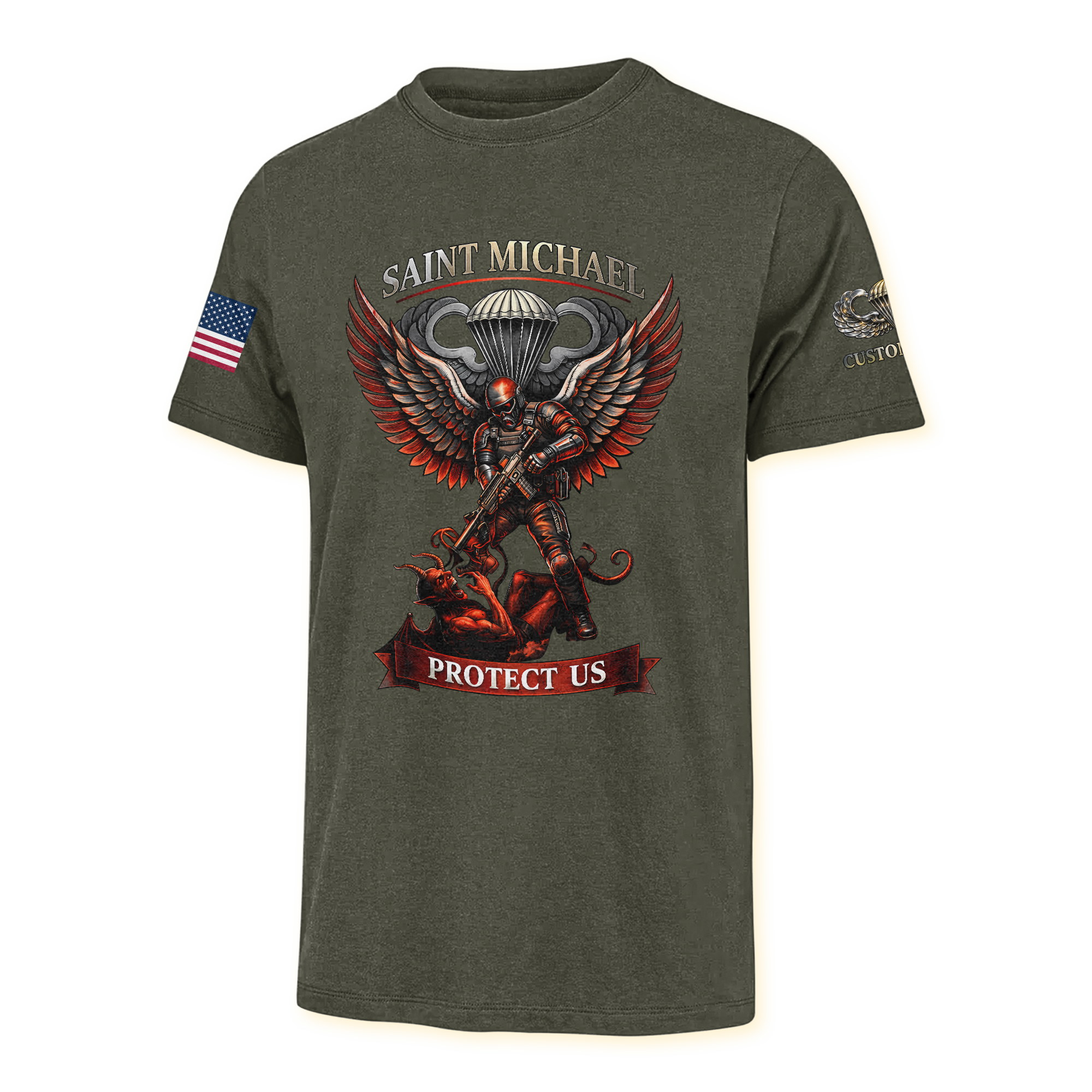 Personalizable Airborne St Michael Patron Of The Paratrooper Classic T-shirt