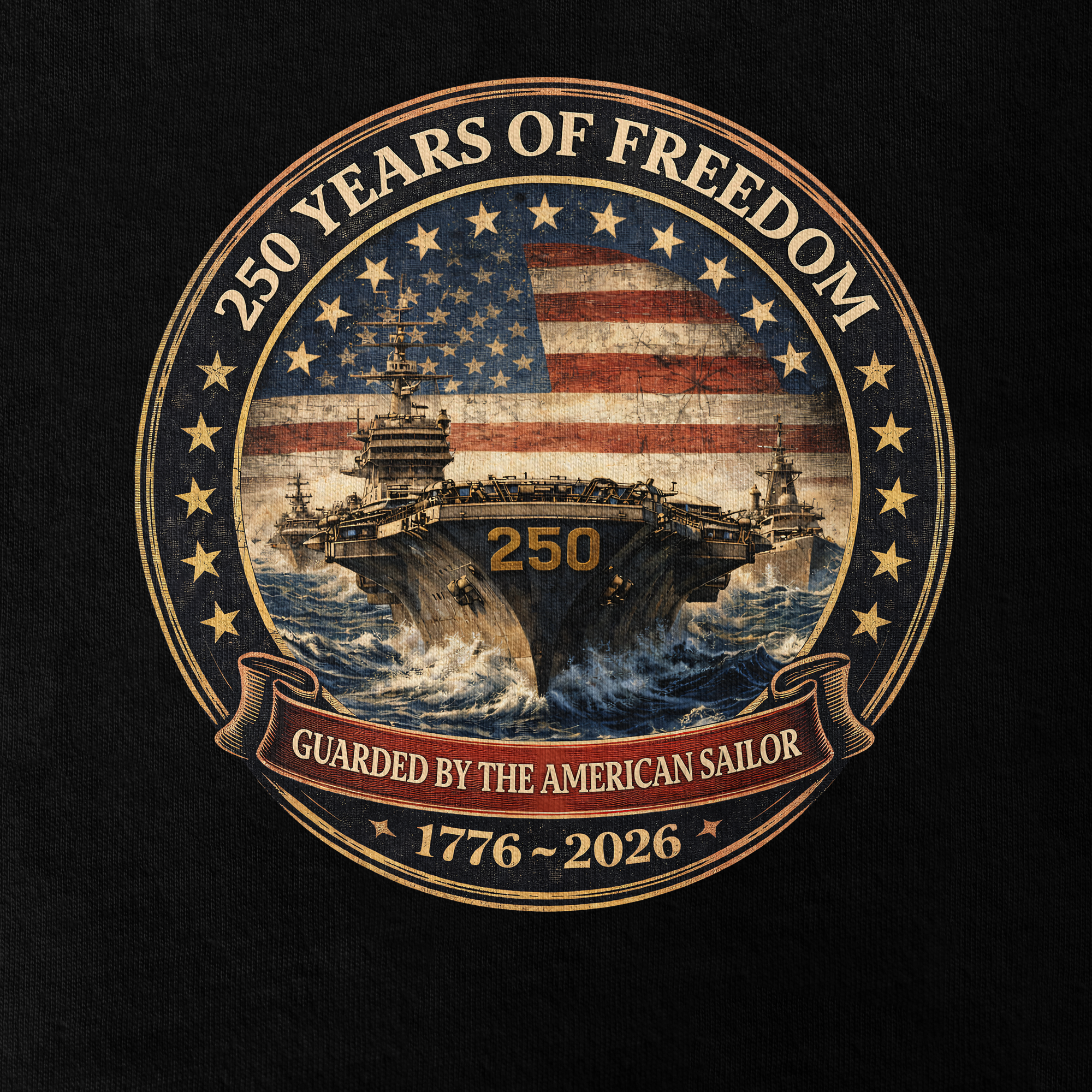 Personalizable America 250 Years Navy Guarded By The American Sailor Classic T-shirt