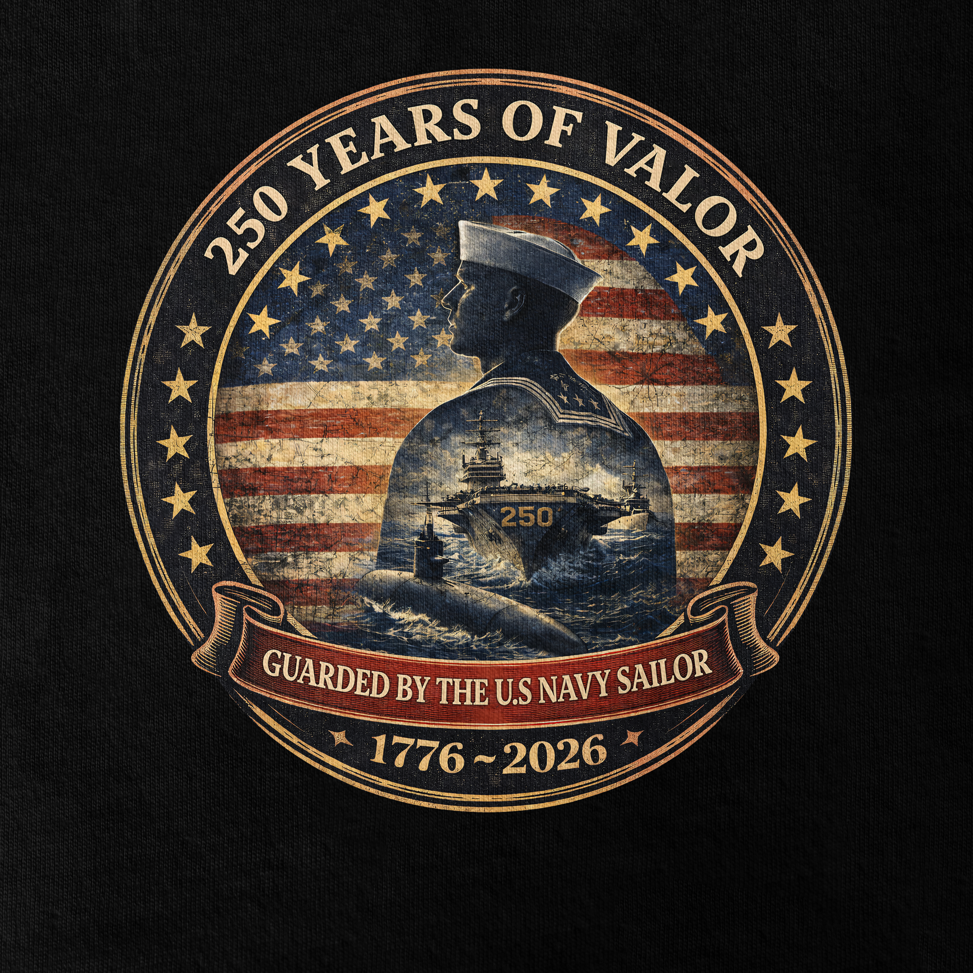 Personalizable America 250 Years Navy Guarded By The U.S Navy Sailor Classic T-shirt