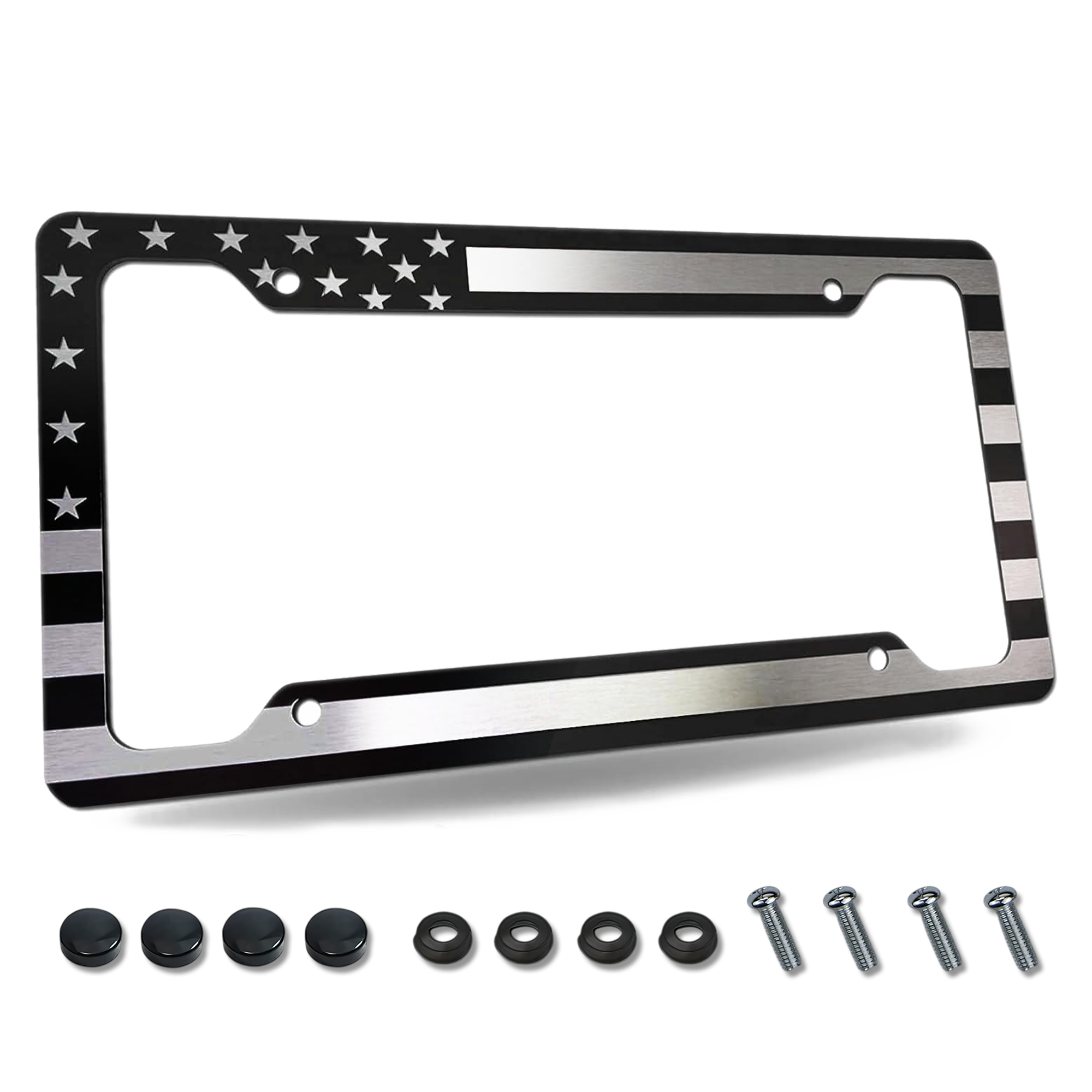 American Flag Aluminum License Plate Frame
