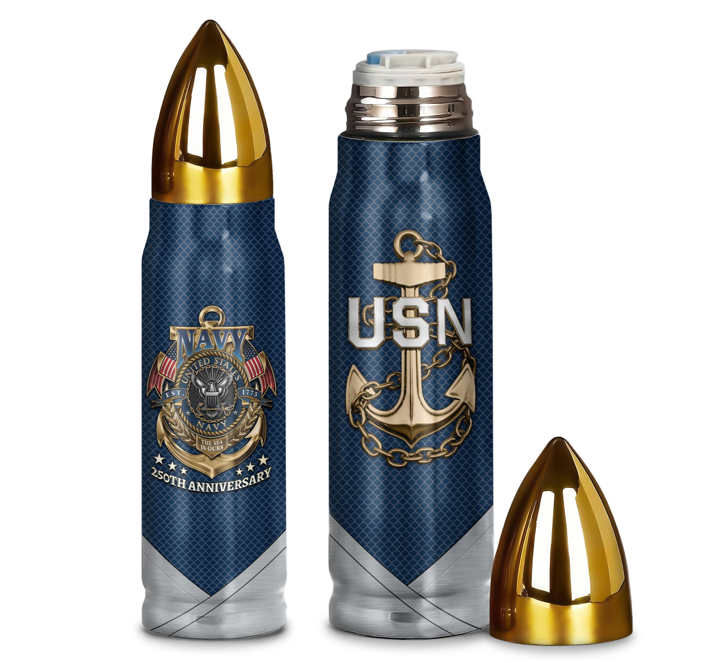 Navy 250th Anniversary Washed Cap & Bullet Tumbler Combo Bundle