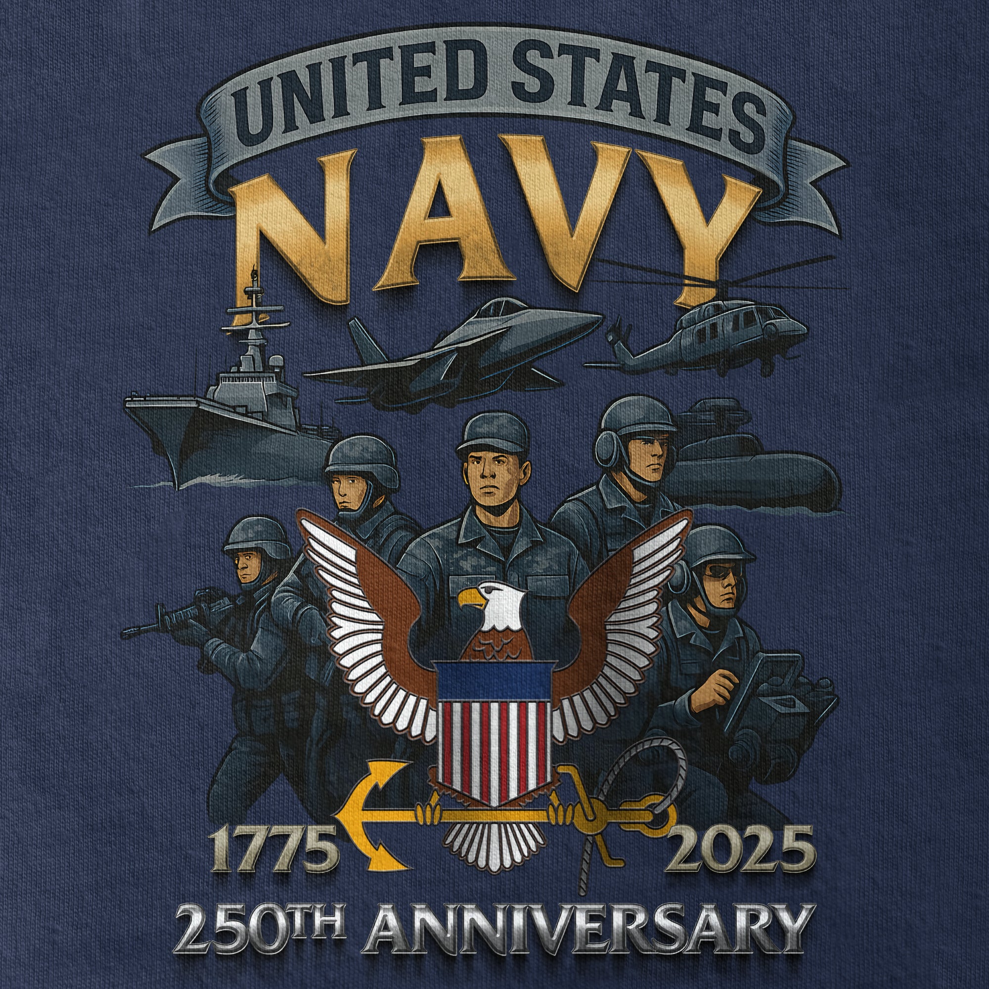 Navy 250th Anniversary Classic T-shirt