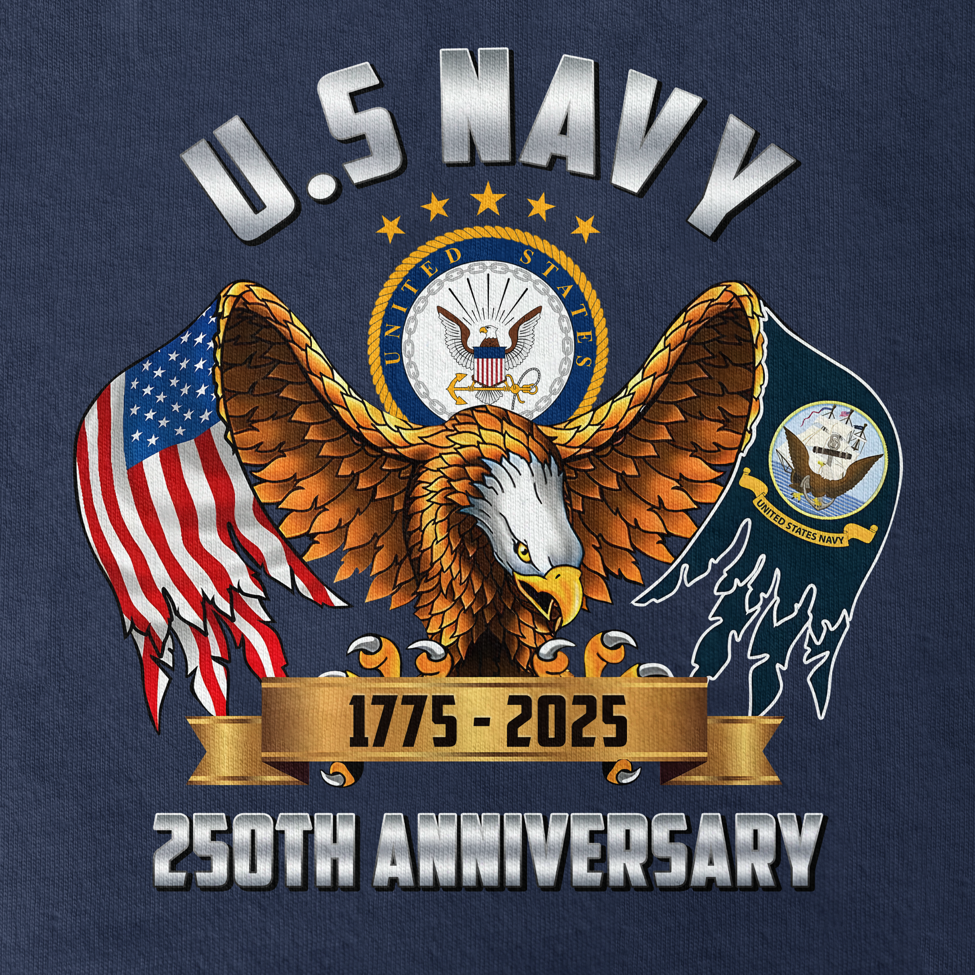 Navy 250th Anniversary Classic T-shirt