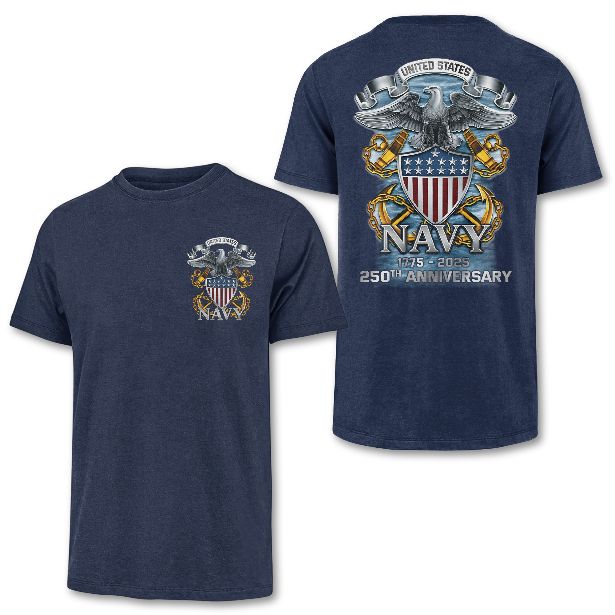 Navy 250th Anniversary Double Side Classic T-shirt