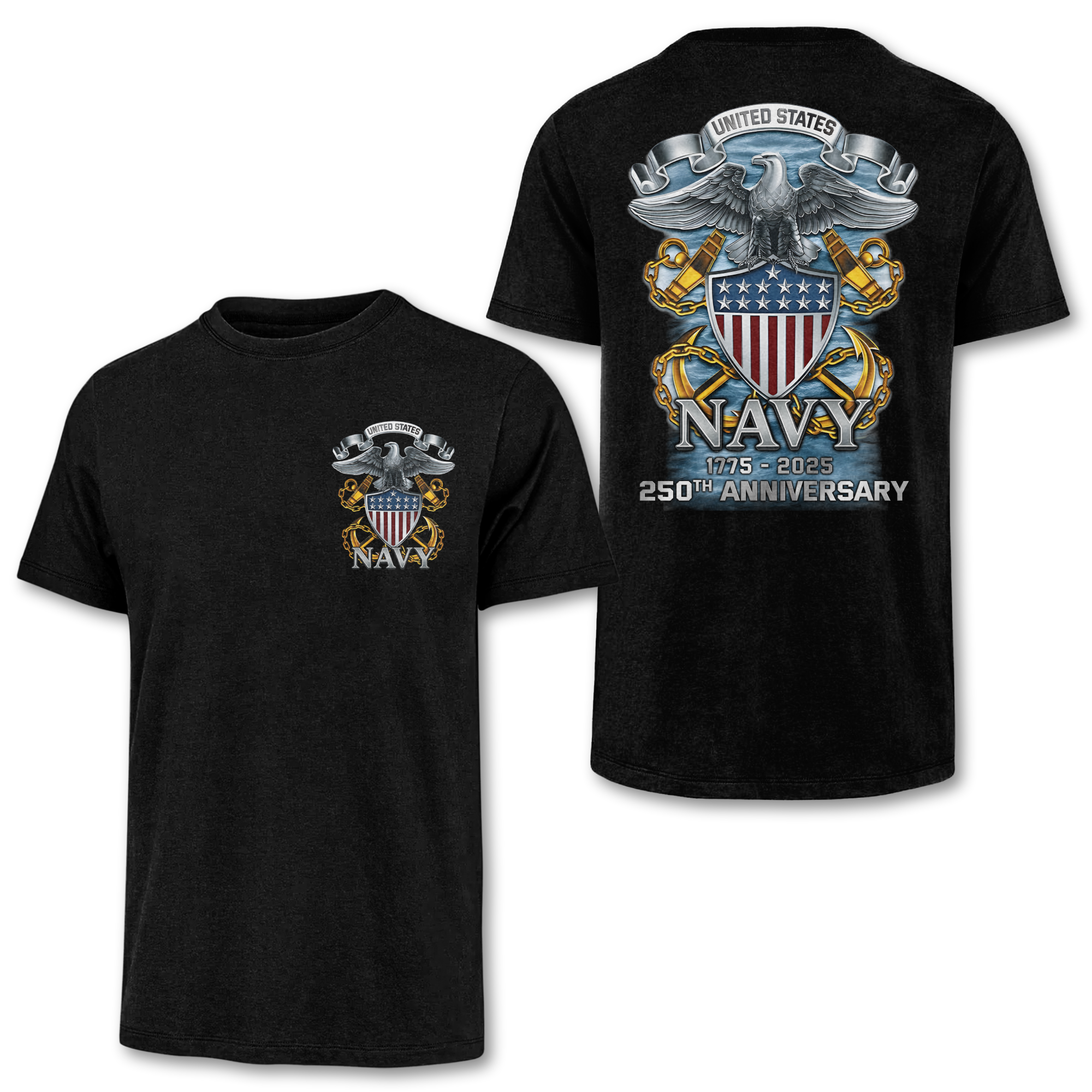 Navy 250th Anniversary Double Side Classic T-shirt