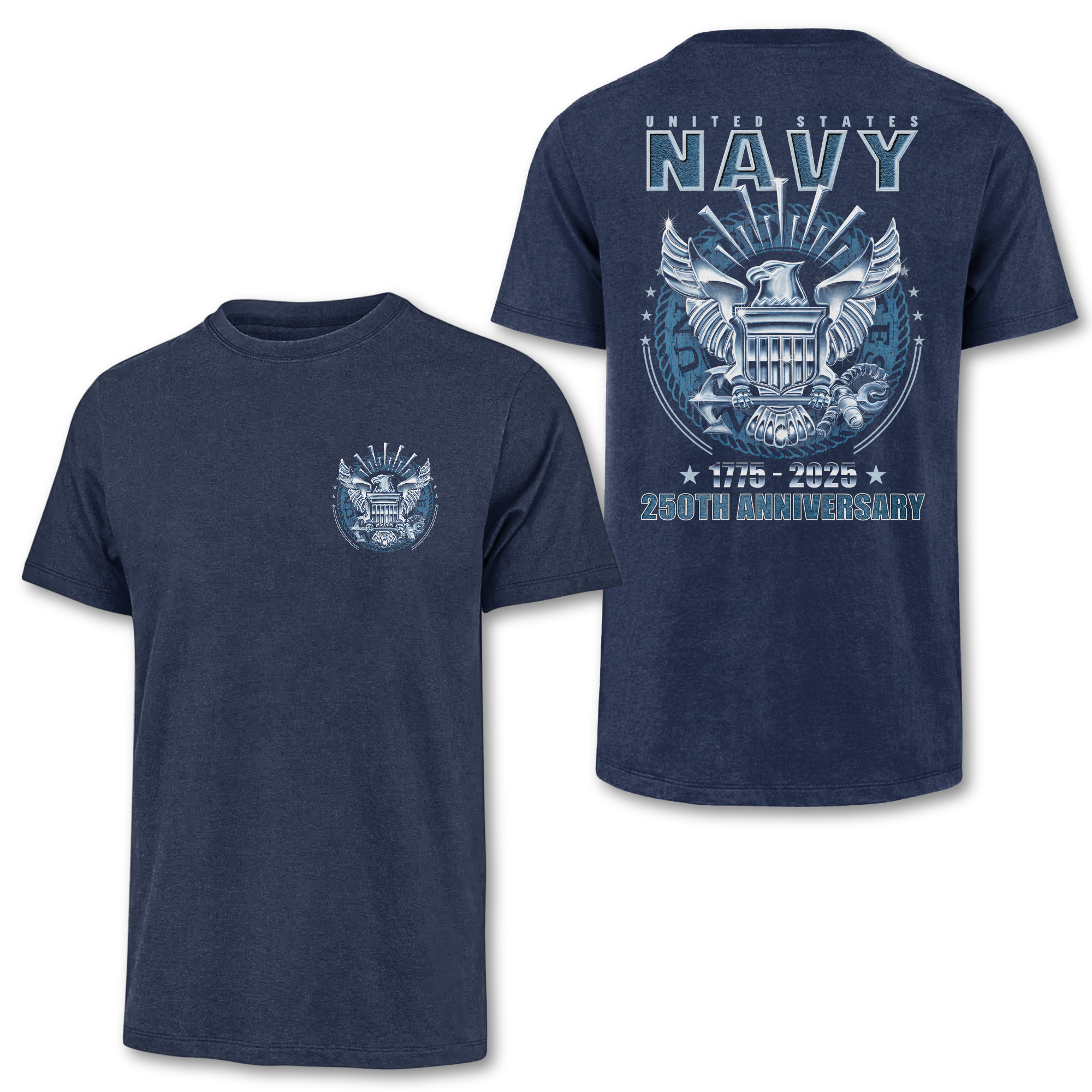 Navy 250th Anniversary Double Side Classic T-shirt