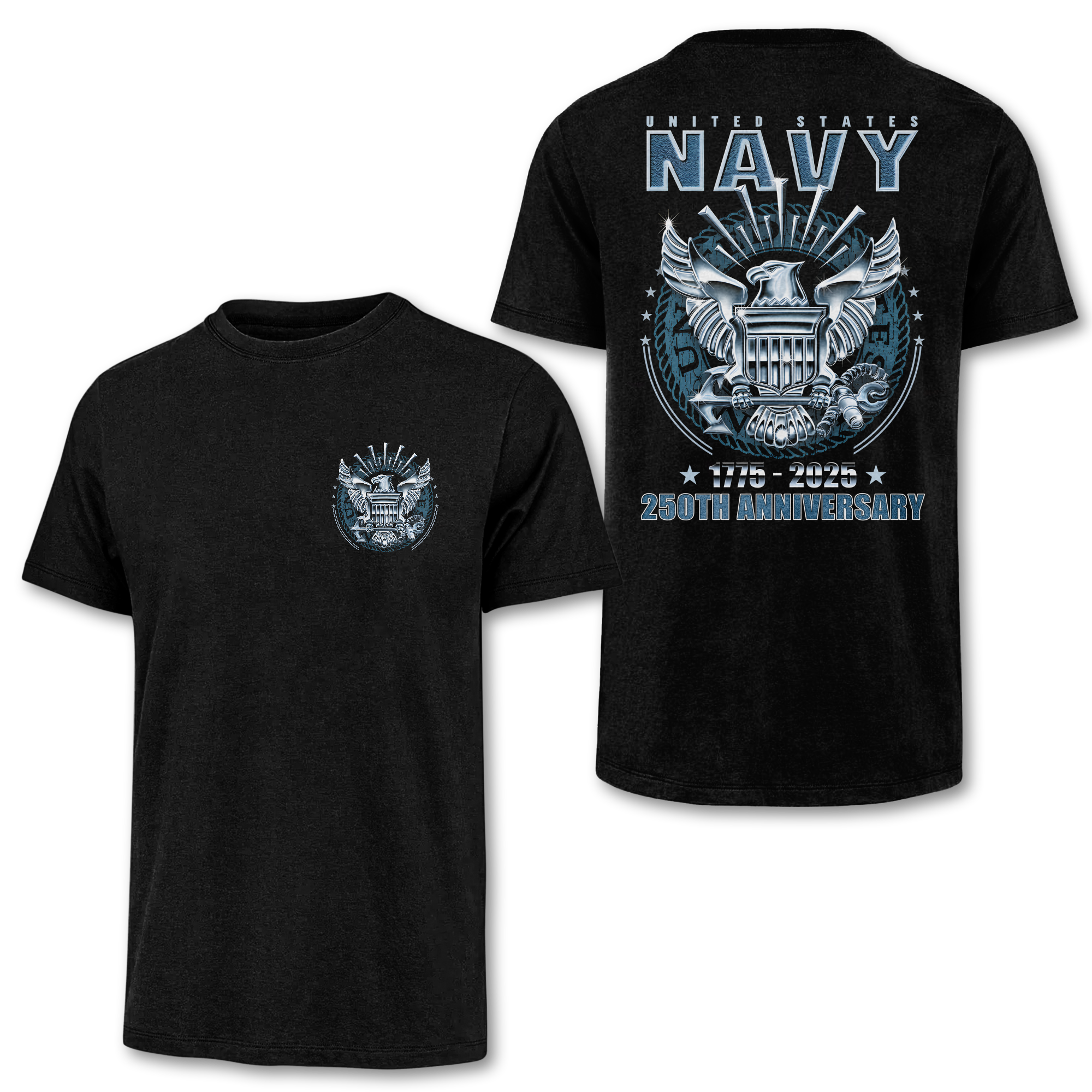 Navy 250th Anniversary Double Side Classic T-shirt