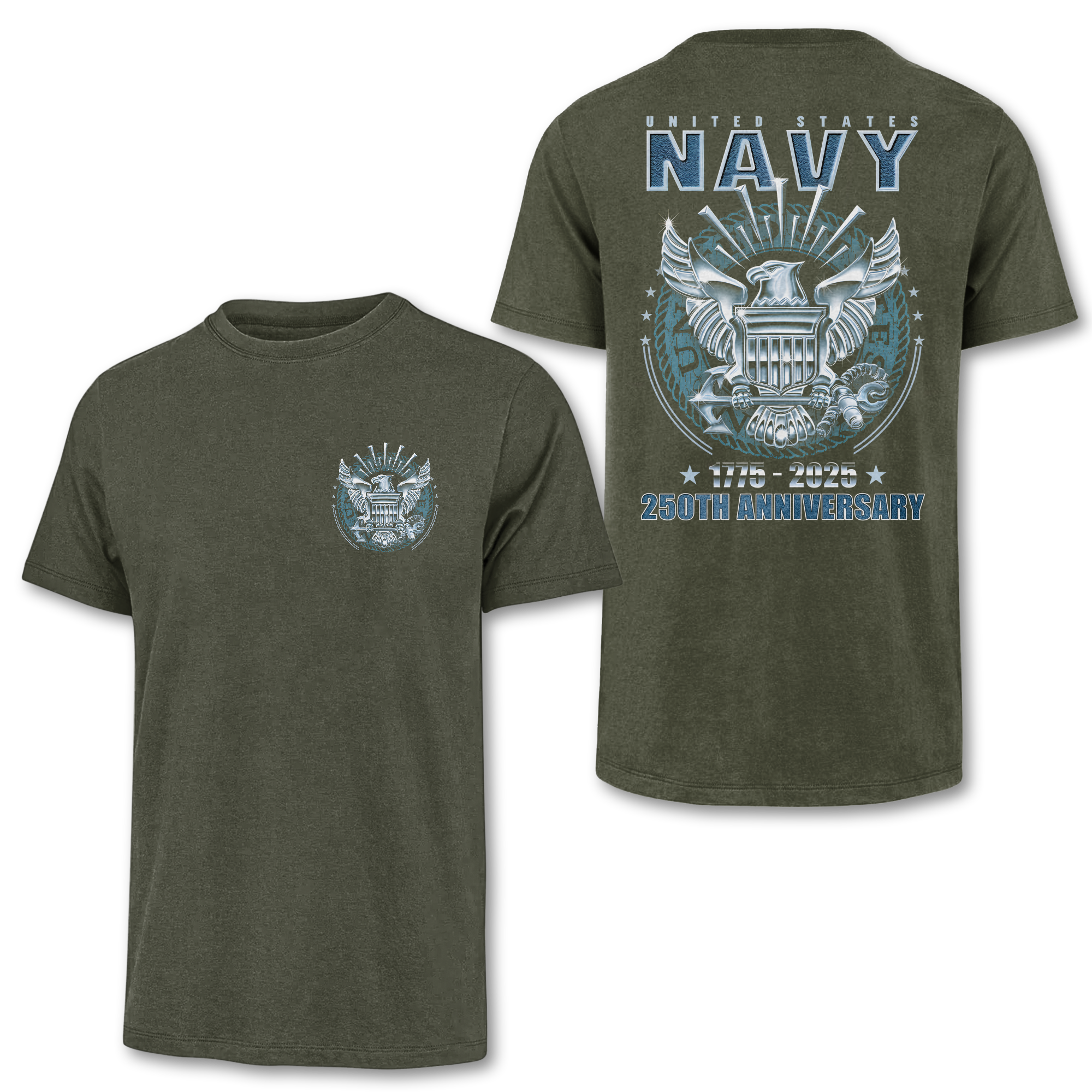 Navy 250th Anniversary Double Side Classic T-shirt