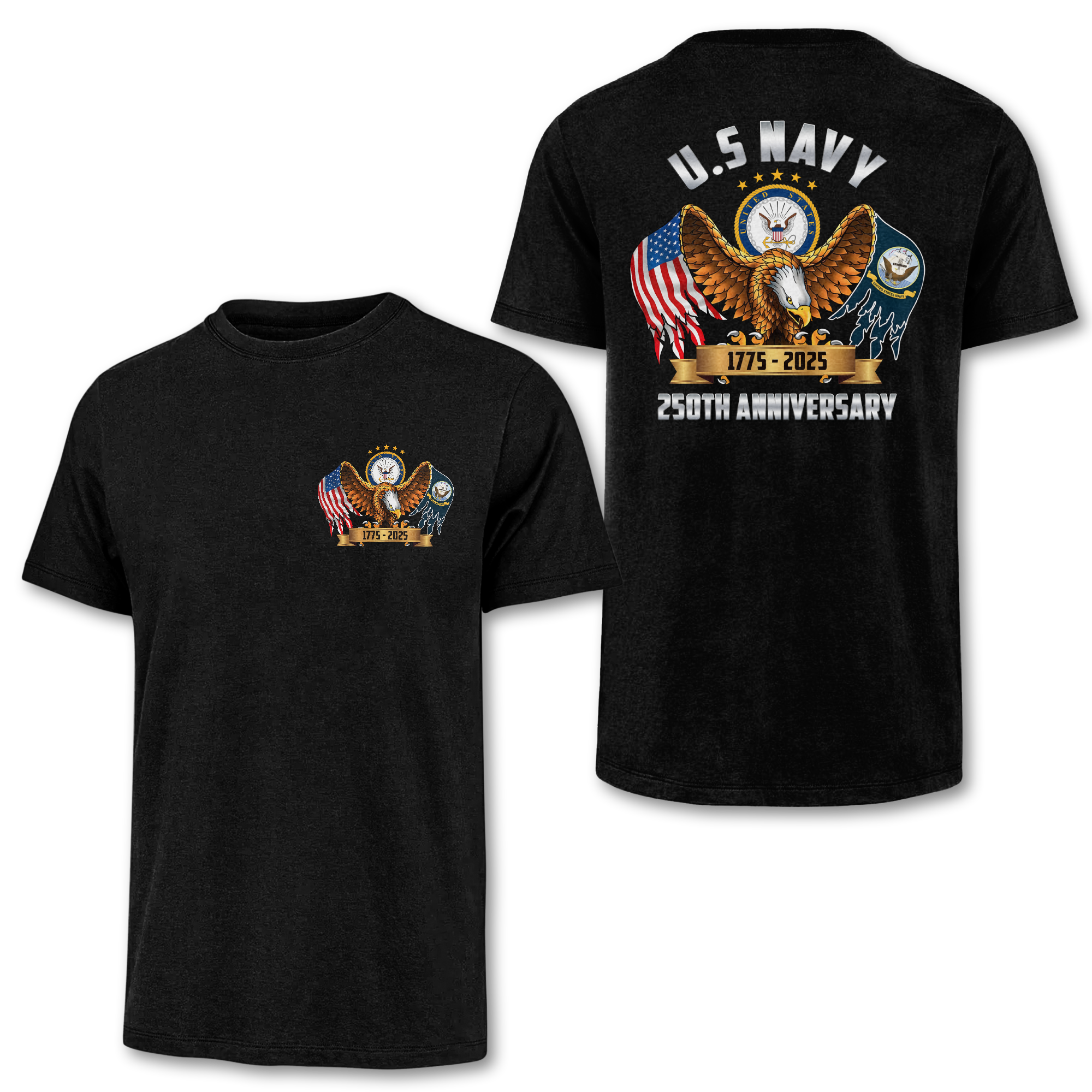 Navy 250th Anniversary Double Side Classic T-shirt