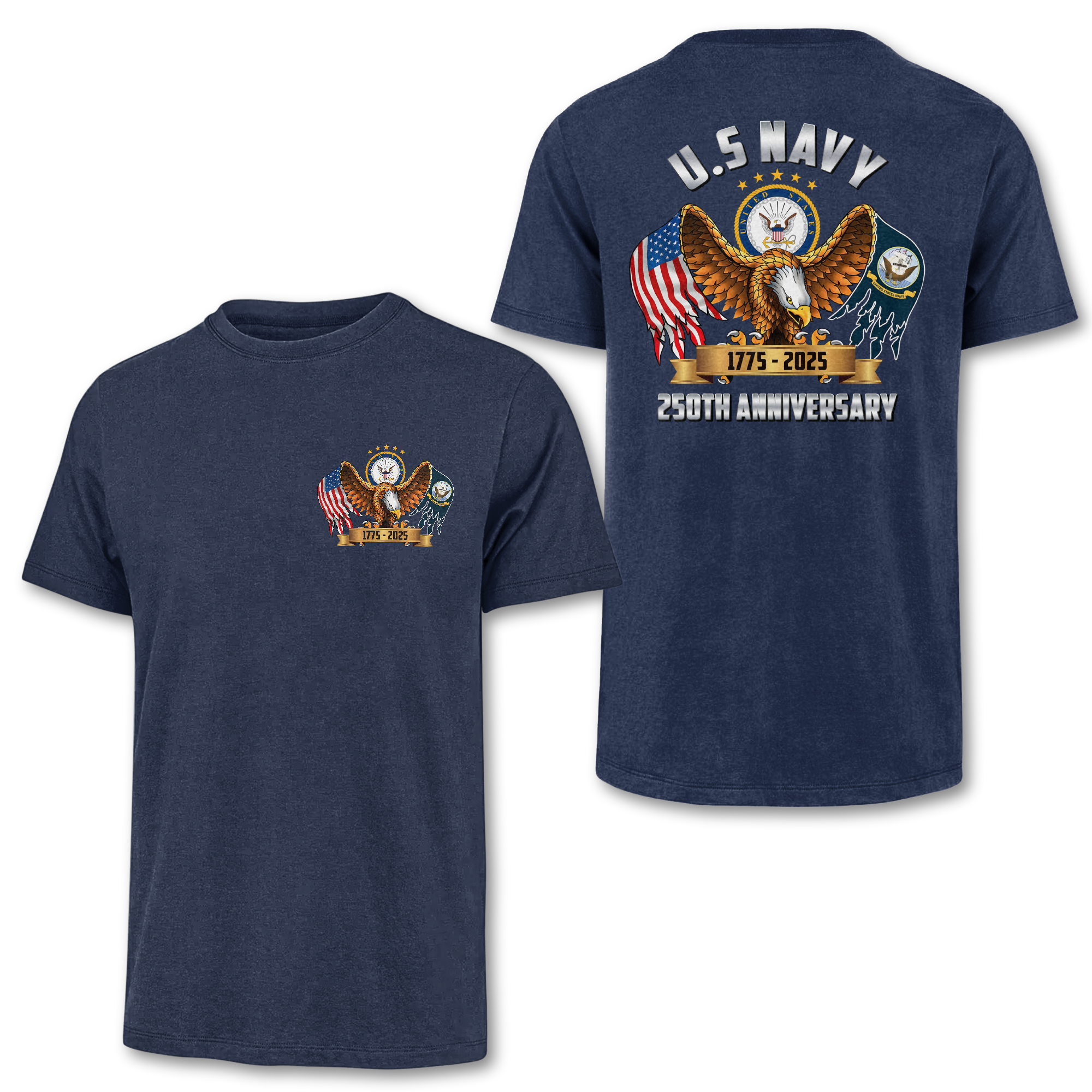 Navy 250th Anniversary Double Side Classic T-shirt