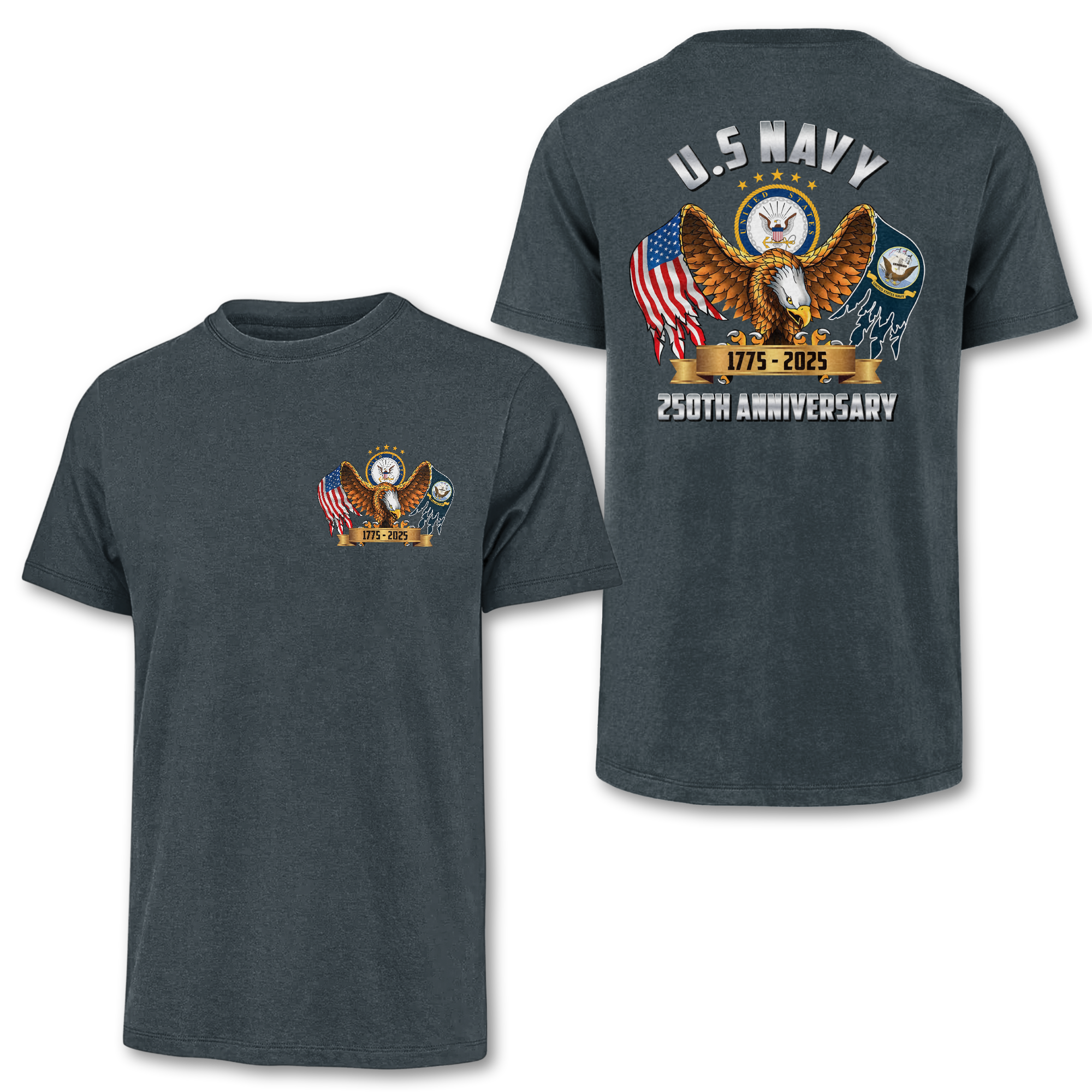 Navy 250th Anniversary Double Side Classic T-shirt