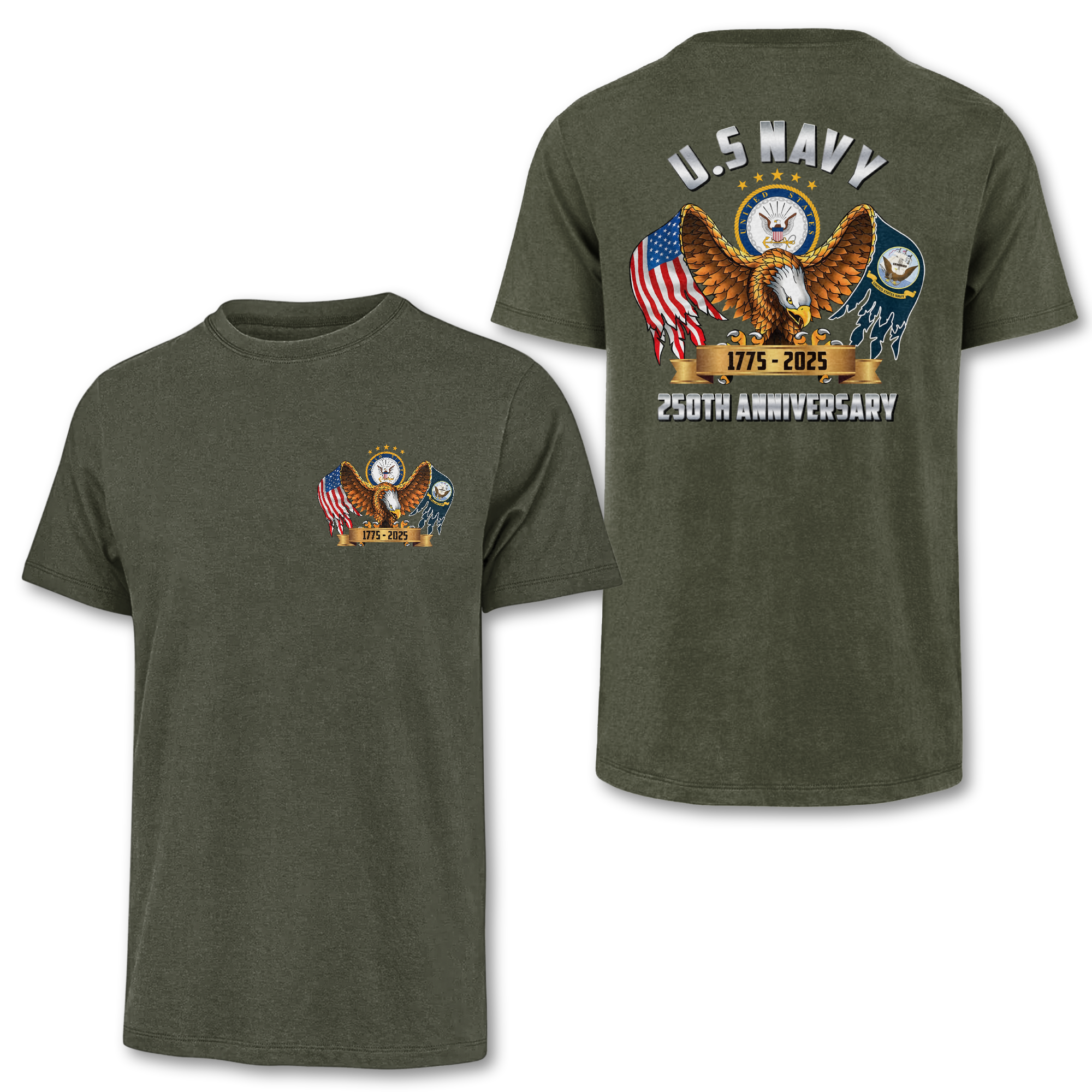 Navy 250th Anniversary Double Side Classic T-shirt