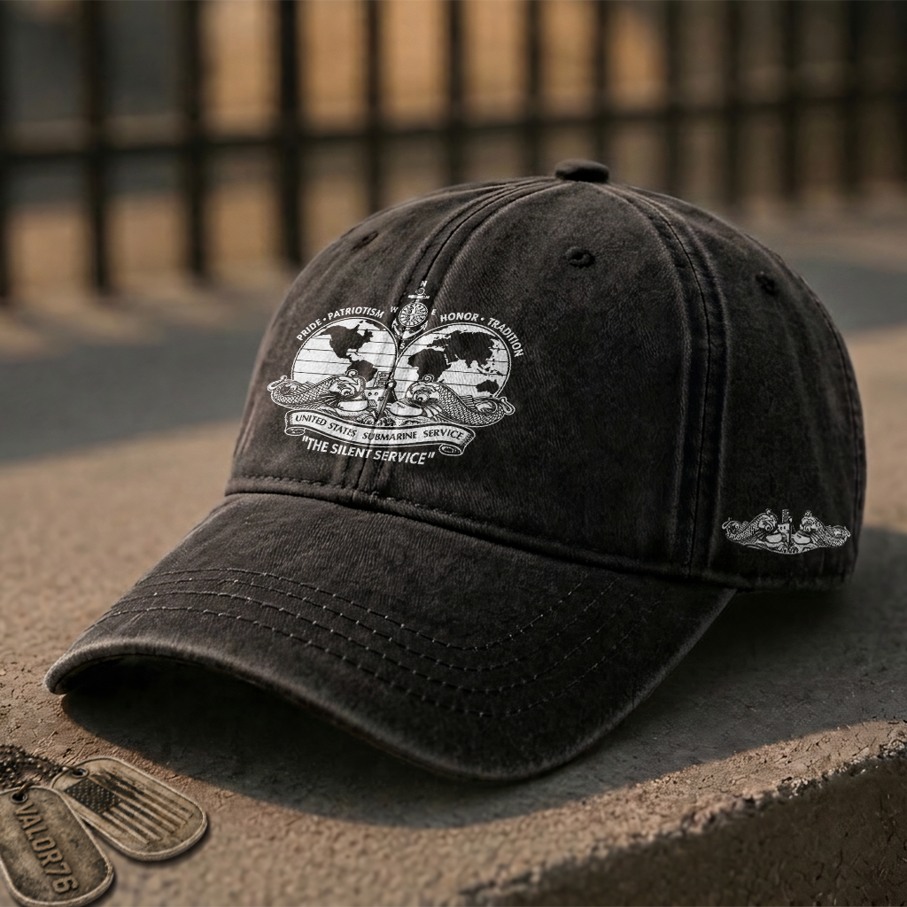 Navy Submarine The Silent Service Washed Cap