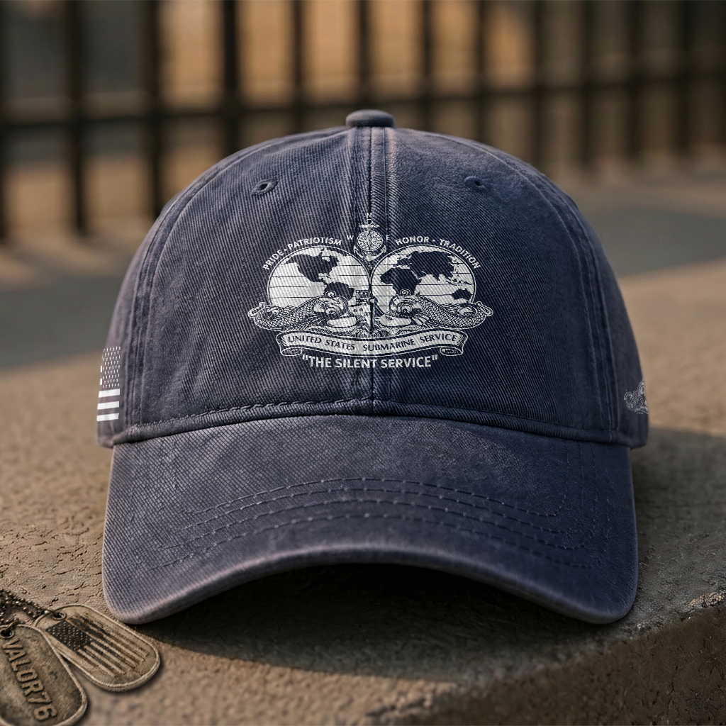 Navy Submarine The Silent Service Washed Cap