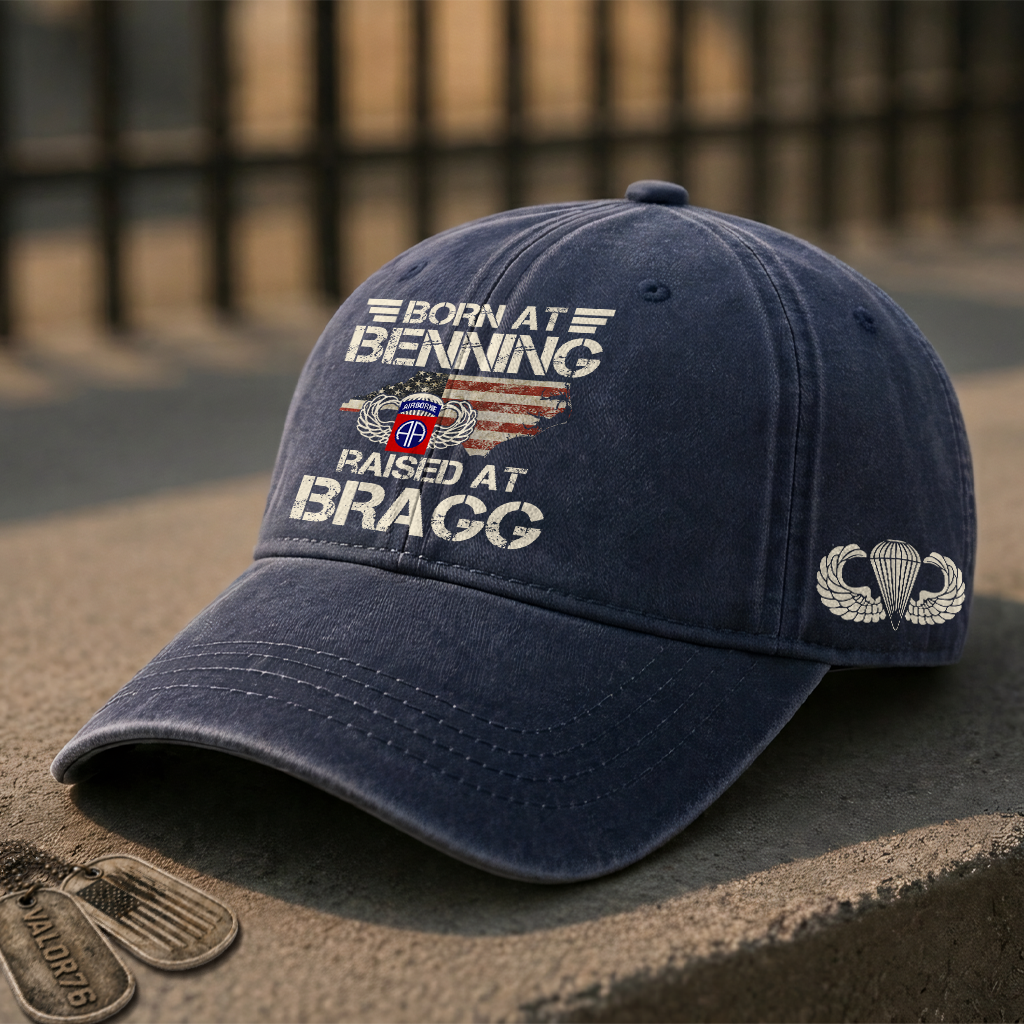 82nd Airborne Born At Benning Washed Cap
