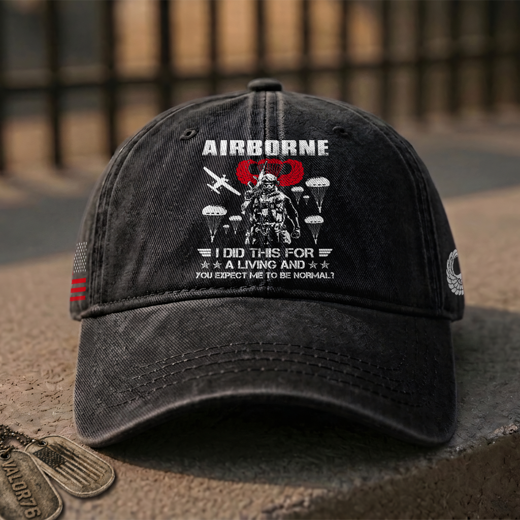 Airborne I Did This For A Living Washed Cap